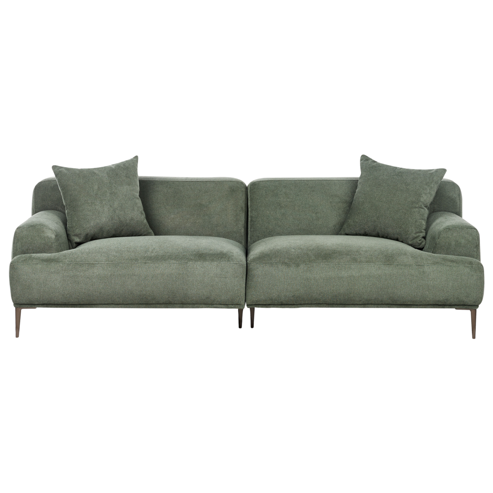 Image of Divano a 3 posti in tessuto Verde Soggiorno Stile moderno Gambe in metallo