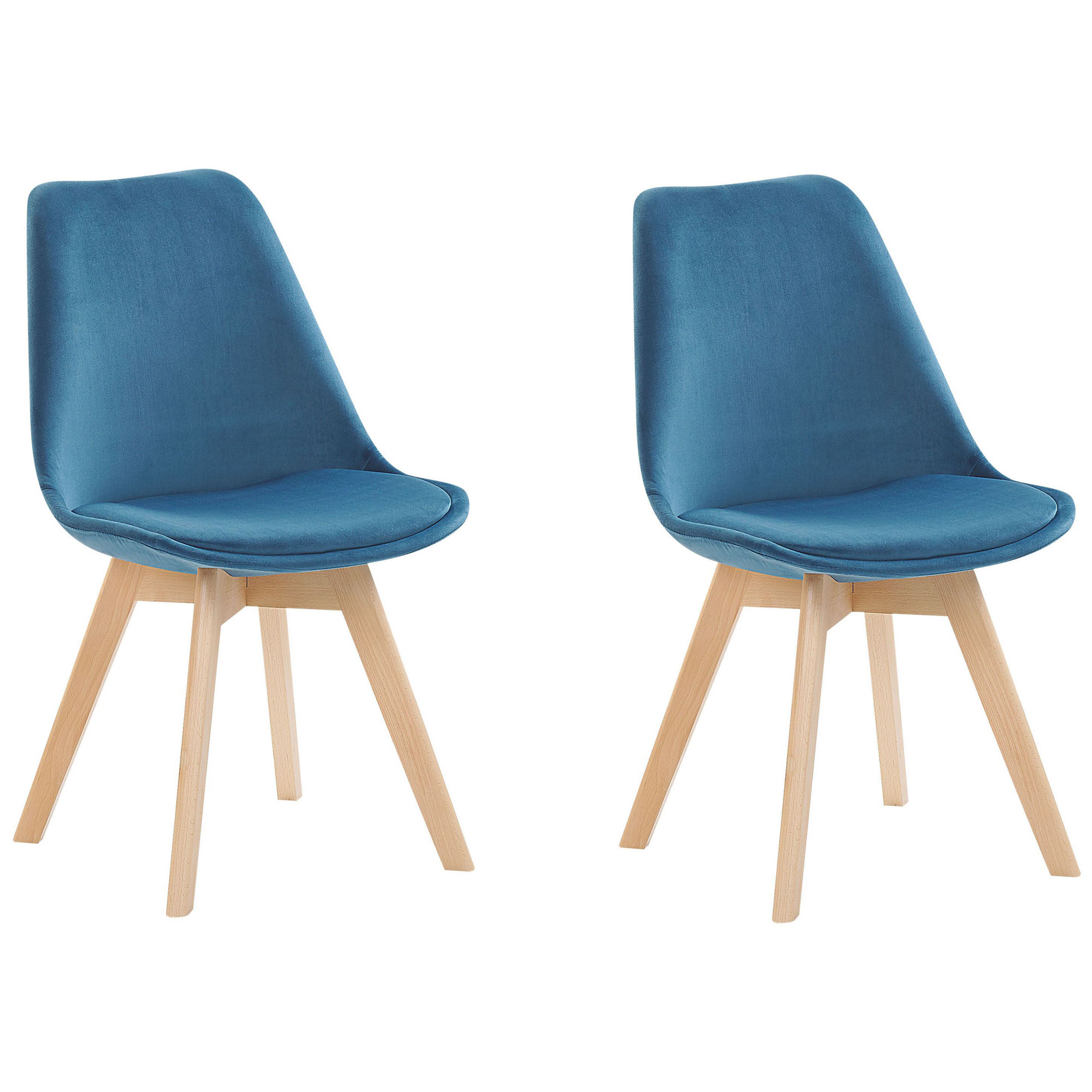 Eetkamerstoel Set van 2 Fluweel Blauw DAKOTA II
