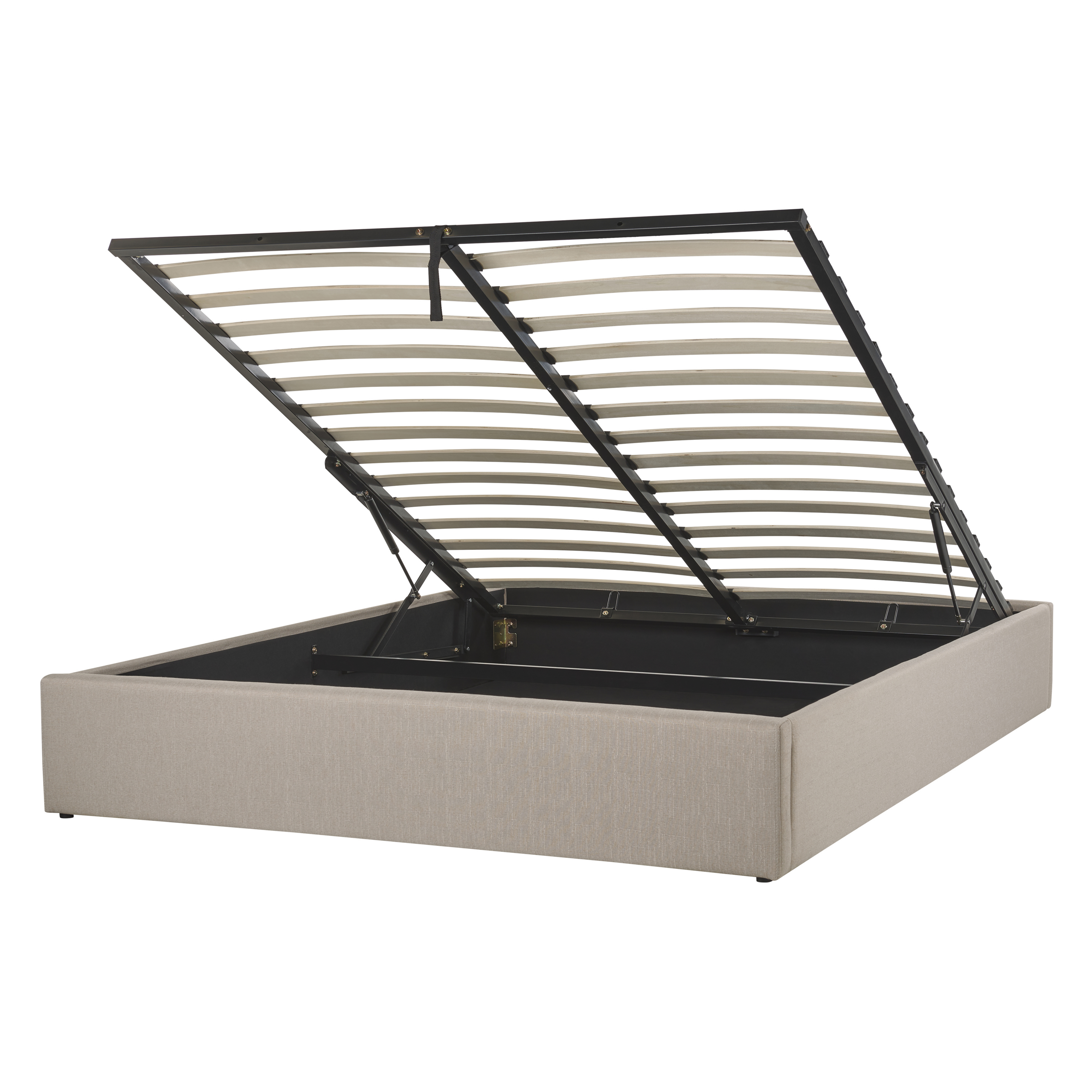 Bed met opbergruimte stof beige 140 x 200 cm DINAN