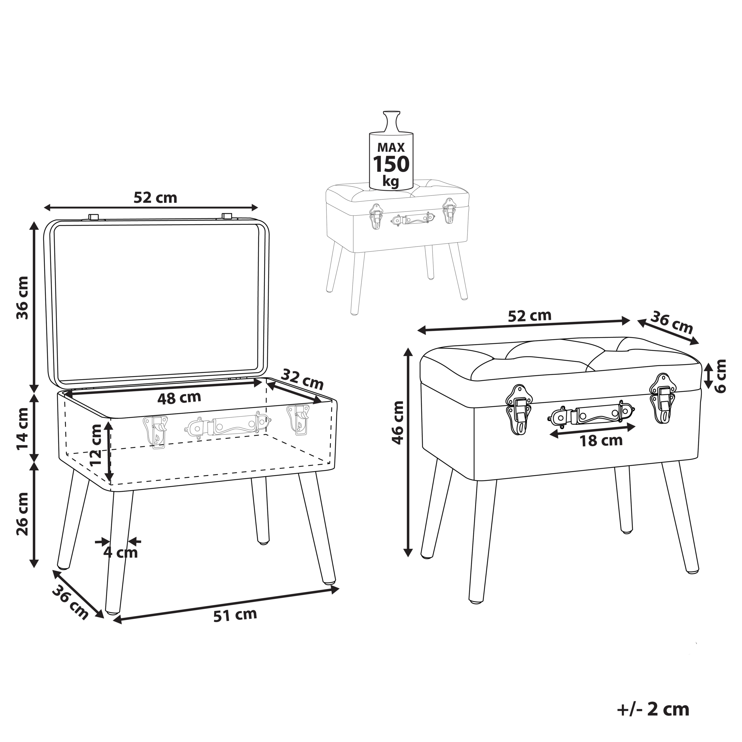 Stool with Storage MALLARD Velvet Black [3]