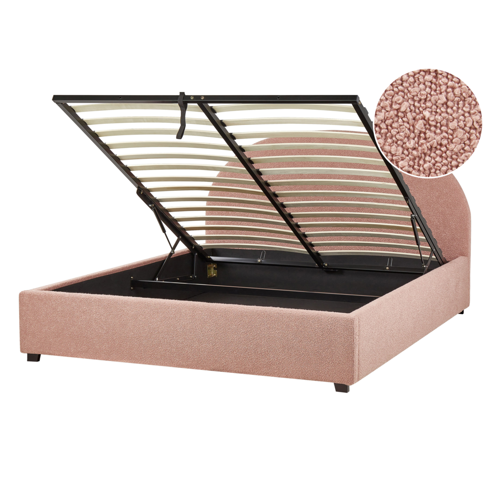 Letto contenitore rosa Boucle EU 140 x 200 cm Design minimalista retrò Ottomano