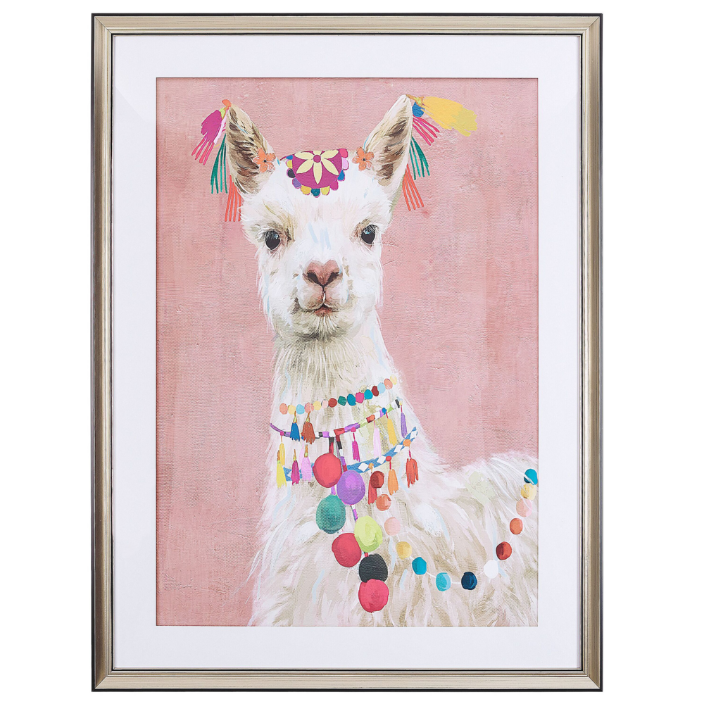 Image of Stampa artistica da parete con cornice Lama Cornice in ottone rosa 60 x 80 cm Passe-Partout Kids Room Boho