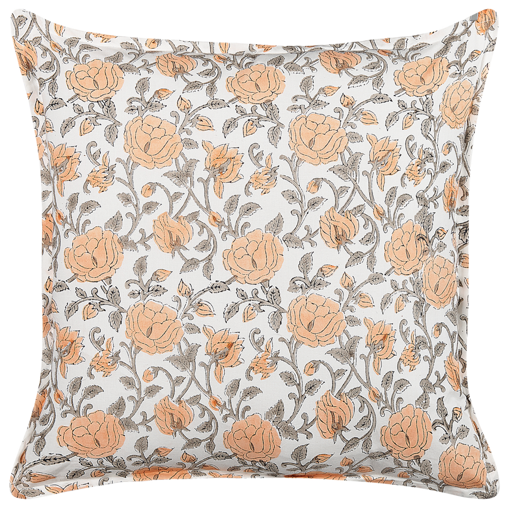 Image of Cuscino decorativo cotone multicolore motivo floreale 45 x 45 cm nappe decorative rivestimento sfoderabile accessori decorativi