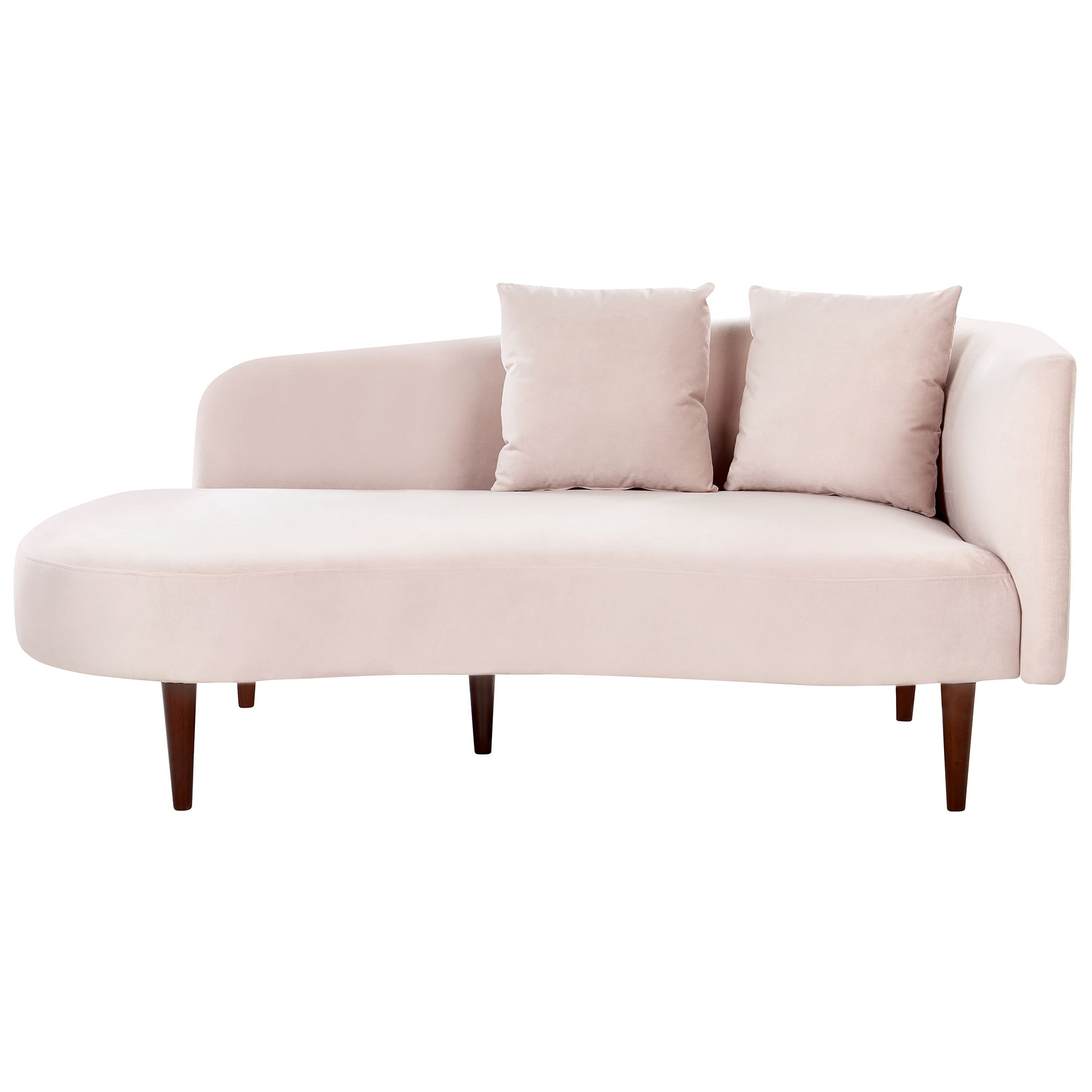 Chaise longue rechtszijdig fluweel roze CHAUMONT