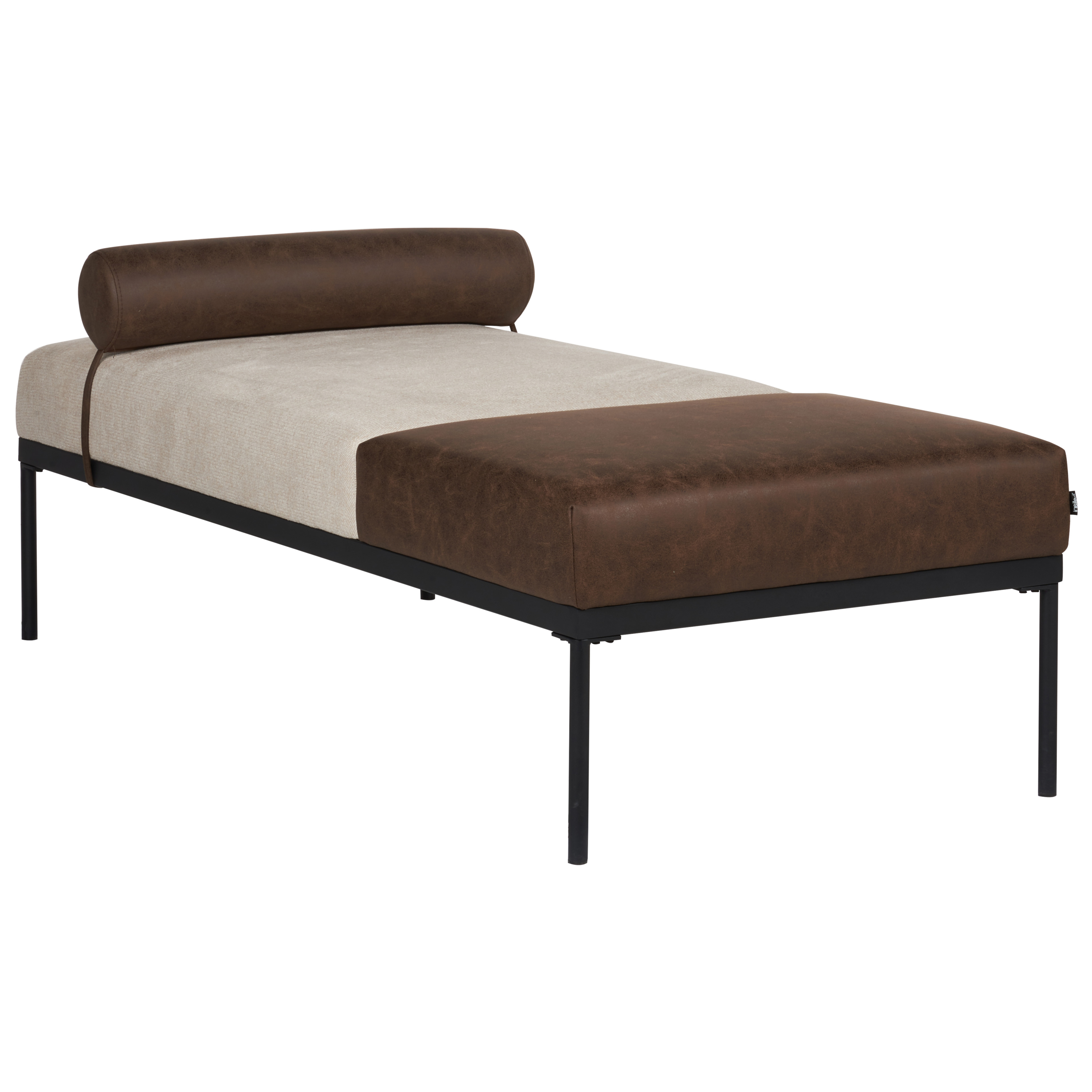 Chaise longue kunstleer/kunstlinnen beige/donkerbruin MALMOS