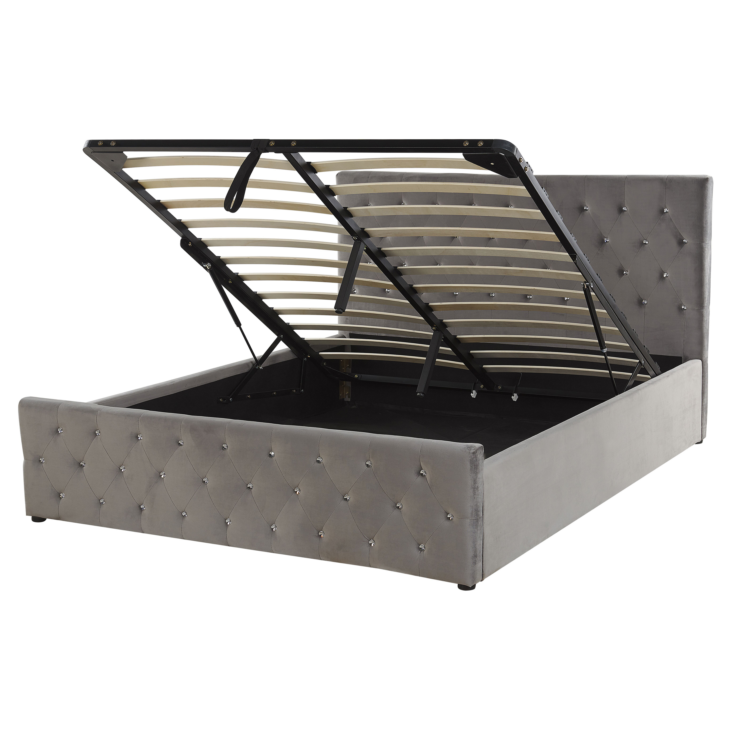 Bed met opbergruimte fluweel grijs 160 x 200 cm AMIENS