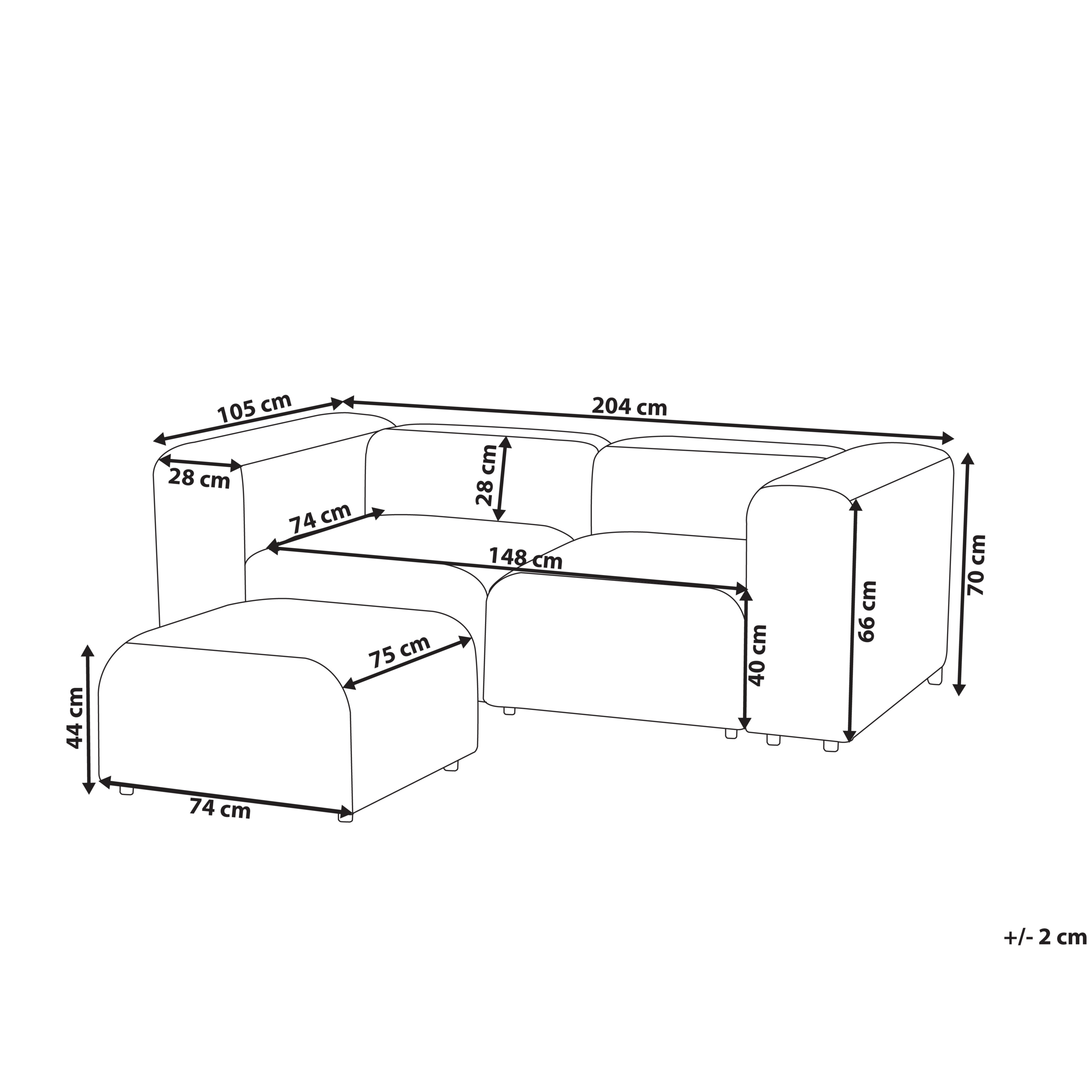 imagem de Sofá modular 2 lugares com repousa-pés em veludo cinzento FALSTERBO3