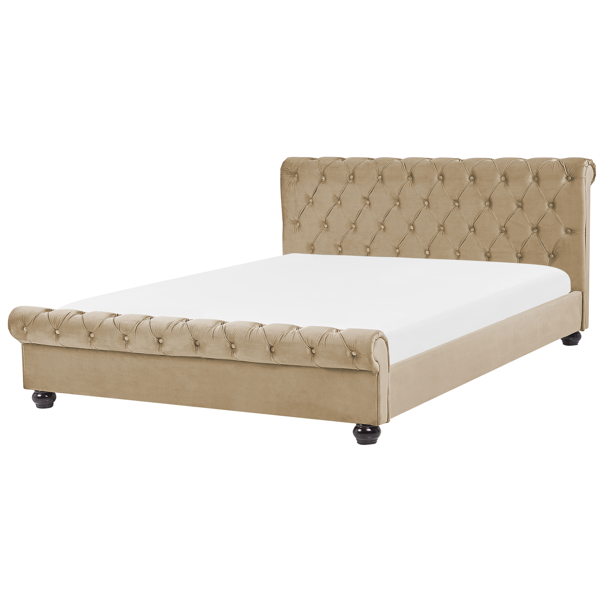 Bed stof beige 160 x 200 cm AVALLON