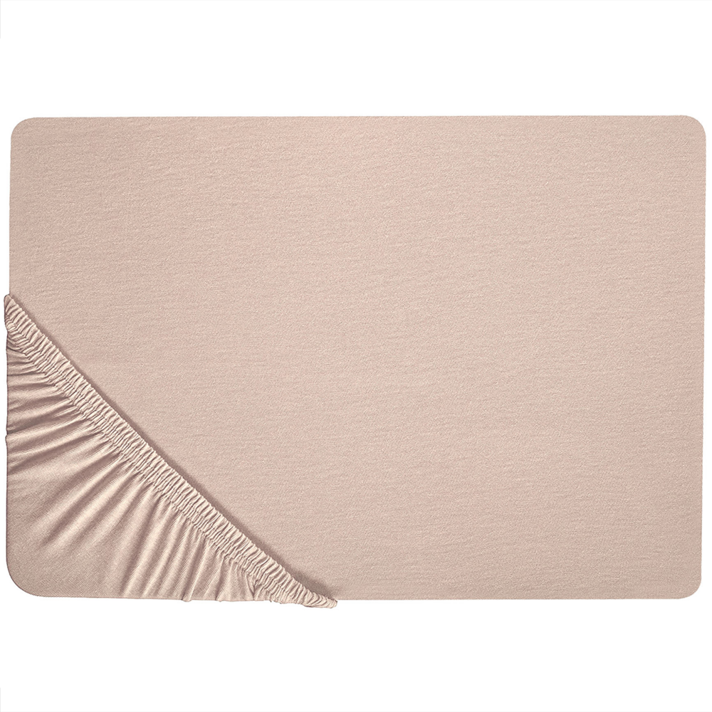 Image of Lenzuolo con angoli cotone beige 180 x 200 cm coprimaterasso elasticizzato modello classico a tinta unita camera da letto classica