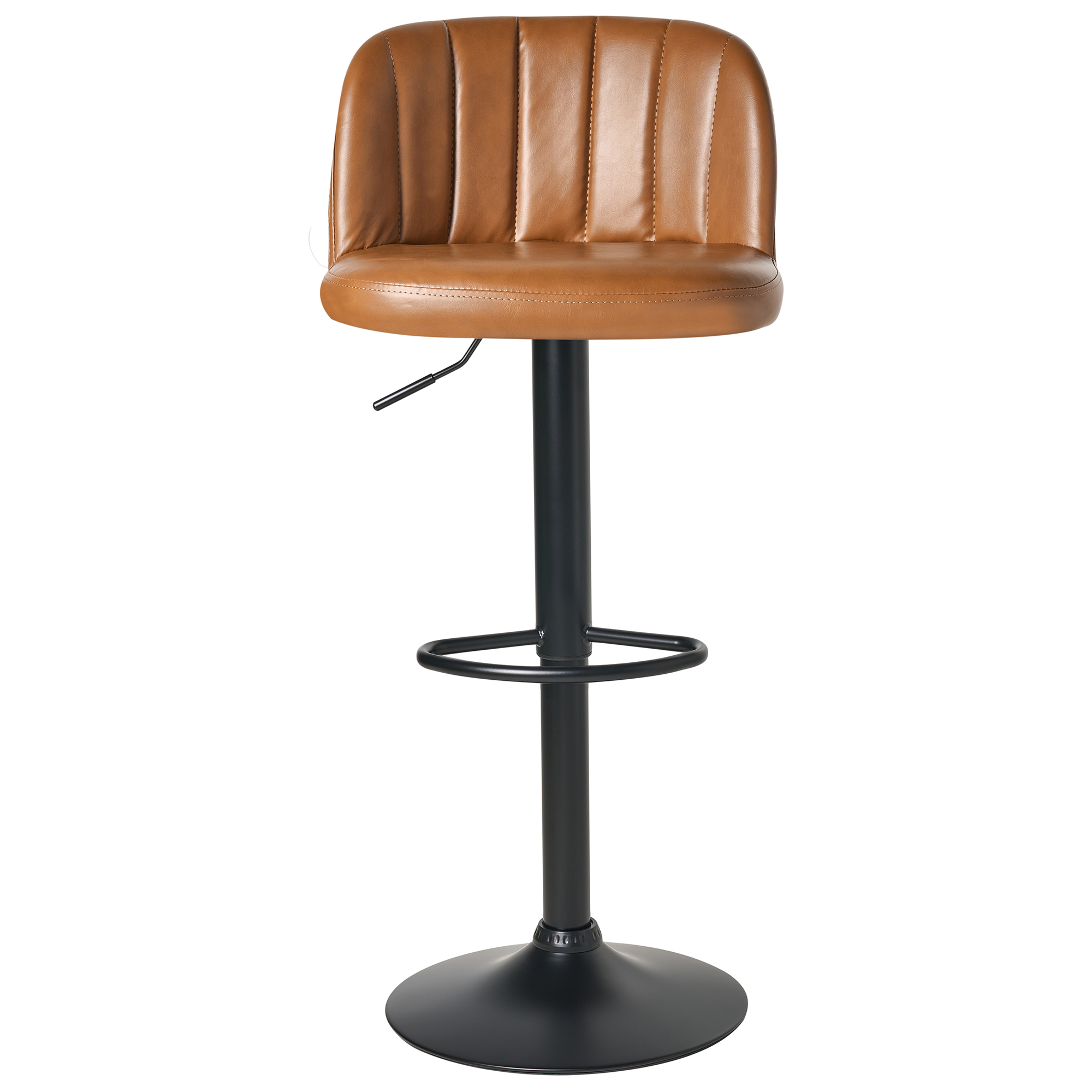 Set of 2 bar stools VLORE Eco-leather Swivel Brown [6]