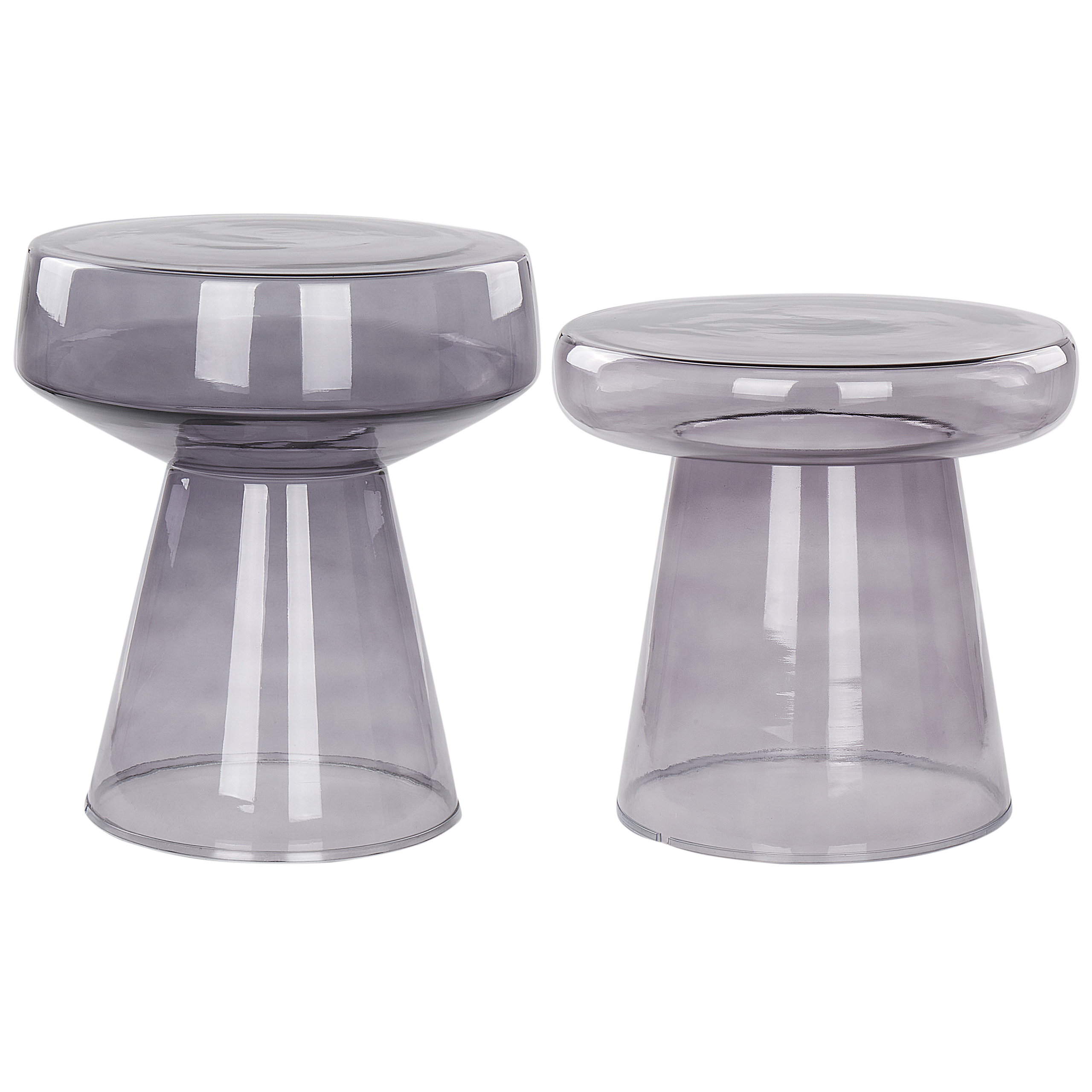 Bijzettafel set van 2 glas grijs LAGUNA/CALDERA