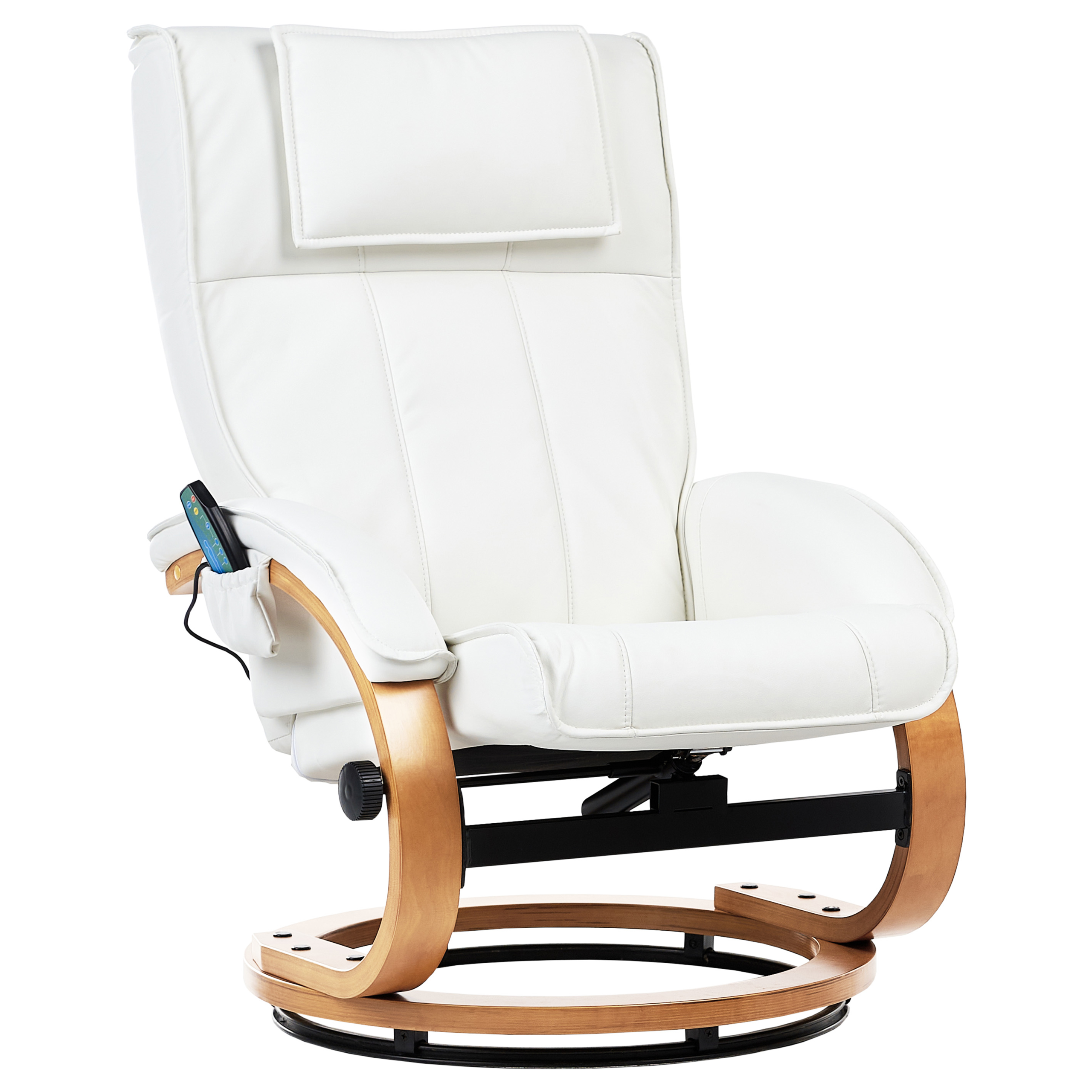 Fotoliu de masaj MAJESTIC cu taburet Piele ecologică Alb [4]