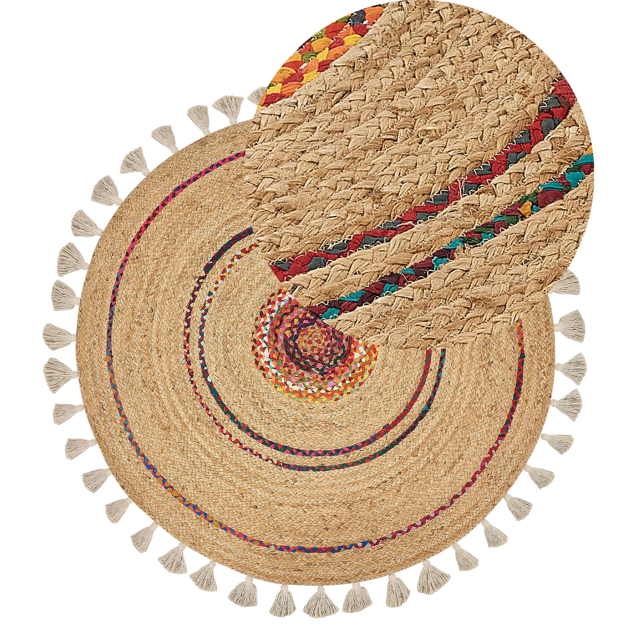 Vloerkleed jute beige ø 140 cm OBAKOY