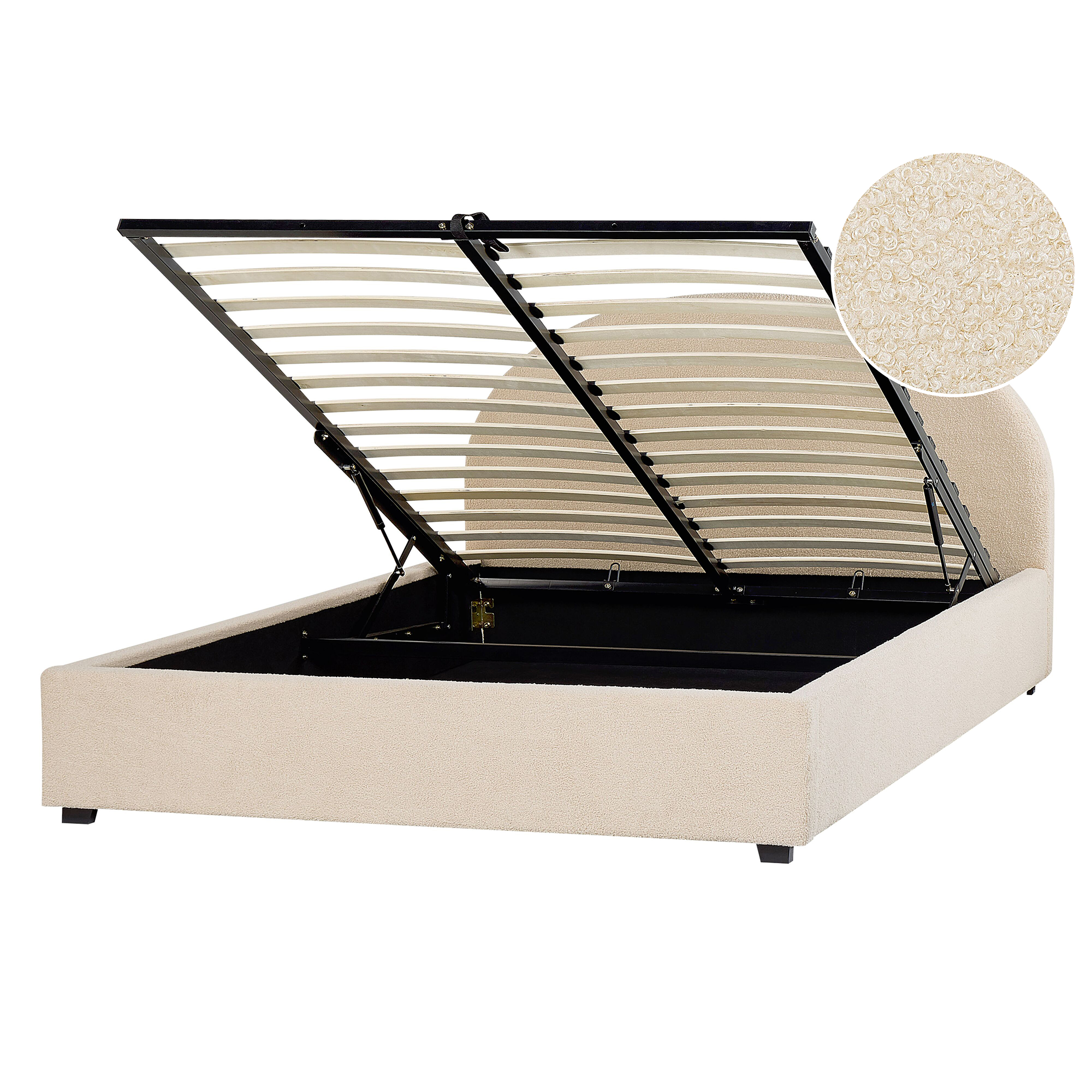 Bed met opbergruimte bouclé beige 140 x 200 cm VAUCLUSE