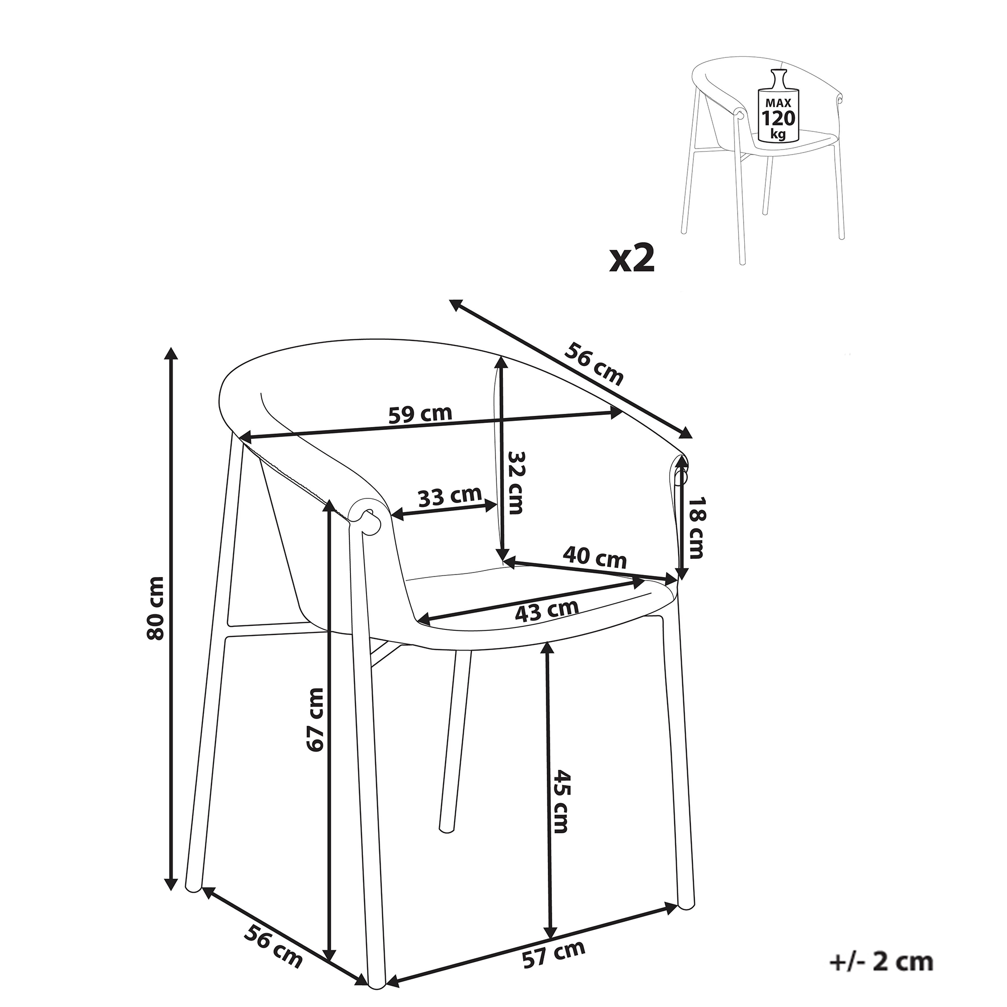 Set de 2 scaune dining AMES Bej deschis [3]