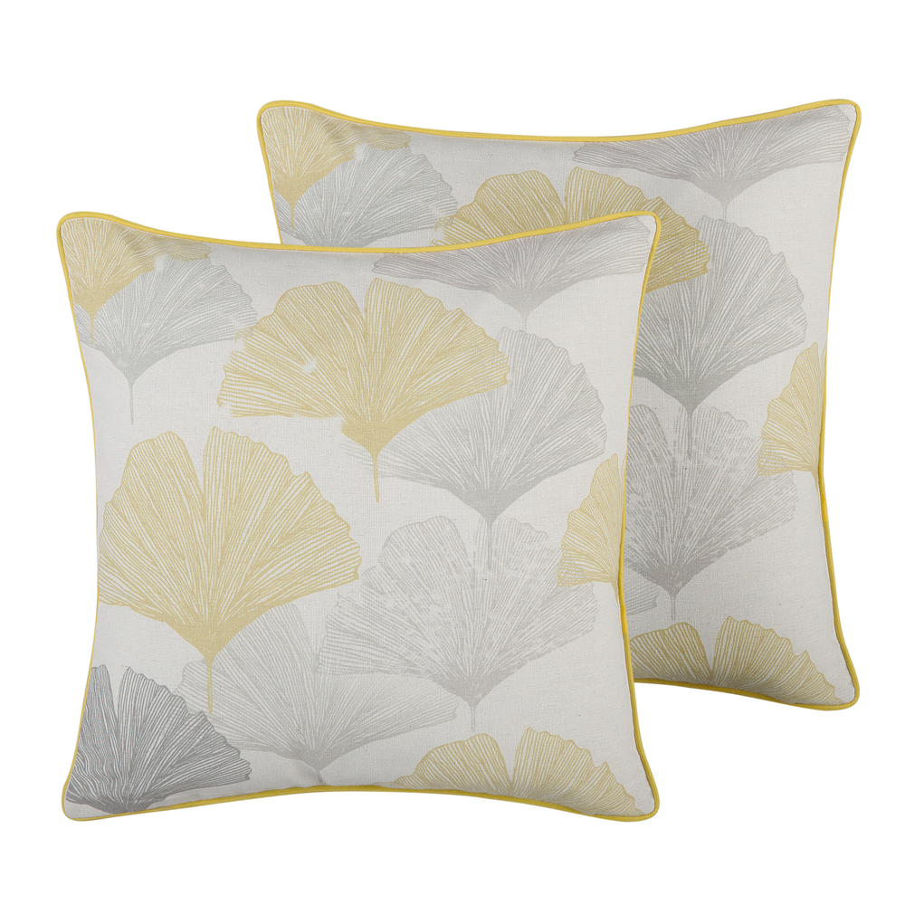 Image of Set di 2 cuscini decorativi motivo a foglie Multicolore 45 x 45 cm con stampa floreale Accessori per arrossoamento moderno retrò