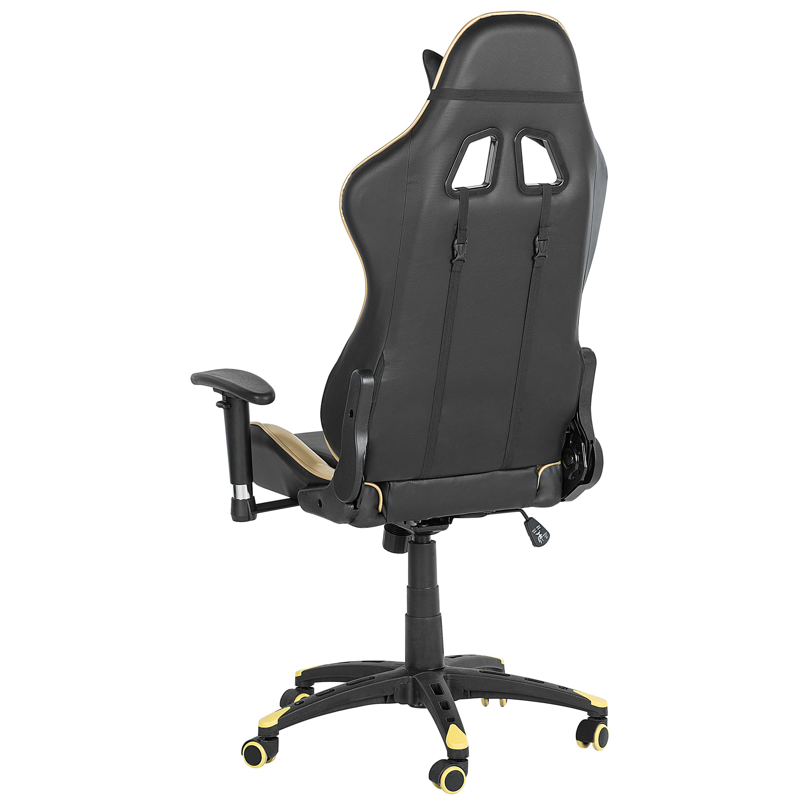 Scaun gaming KNIGHT Piele ecologică Auriu [5]