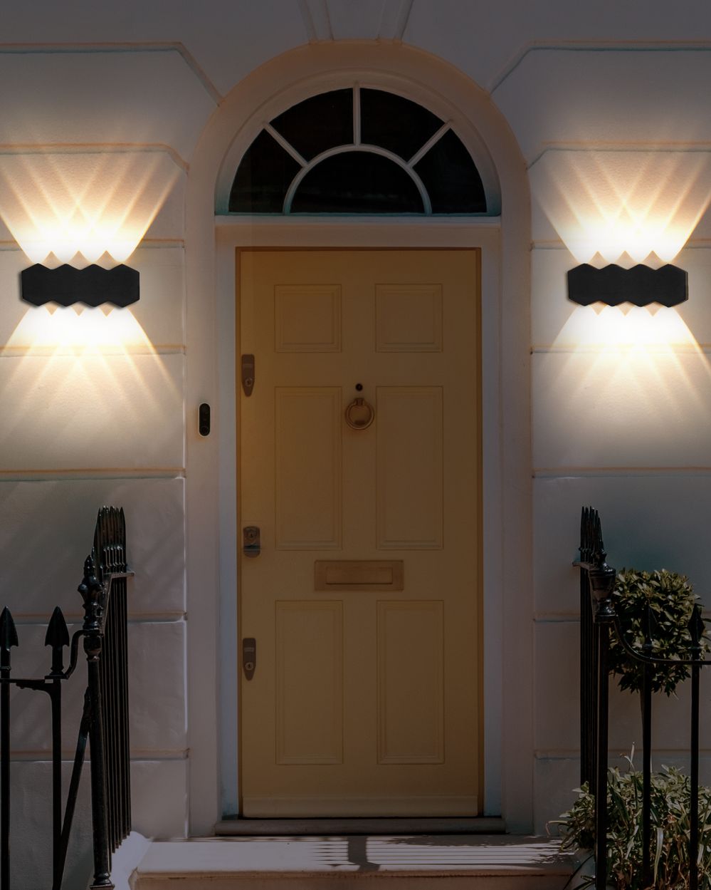 Set Di 2 Lampade Da Parete Con Led In Metallo Di Colore Nero Stile Moderno Contemporaneo-image