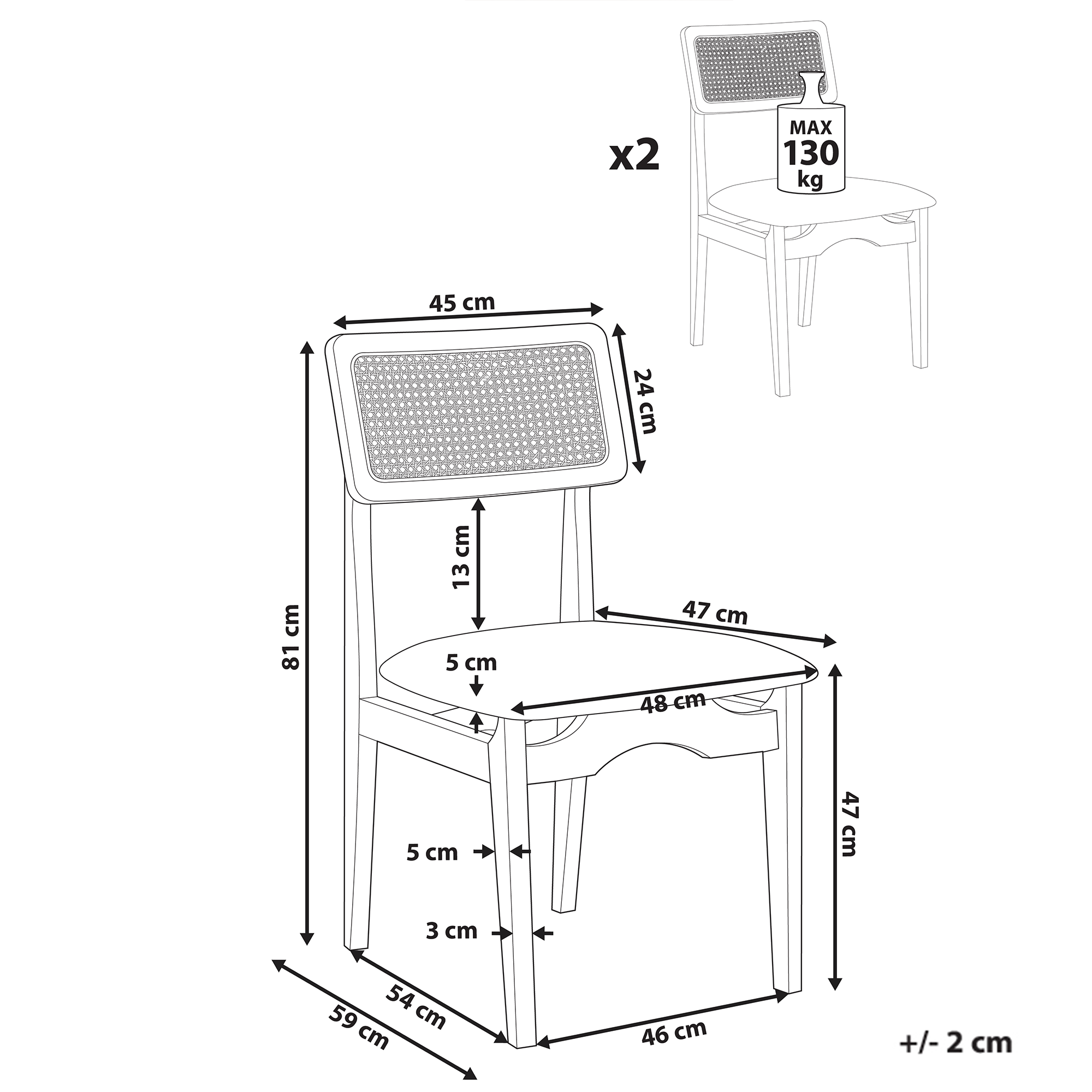 Set de 2 scaune dining RUBONIA Lemn Negru [3]