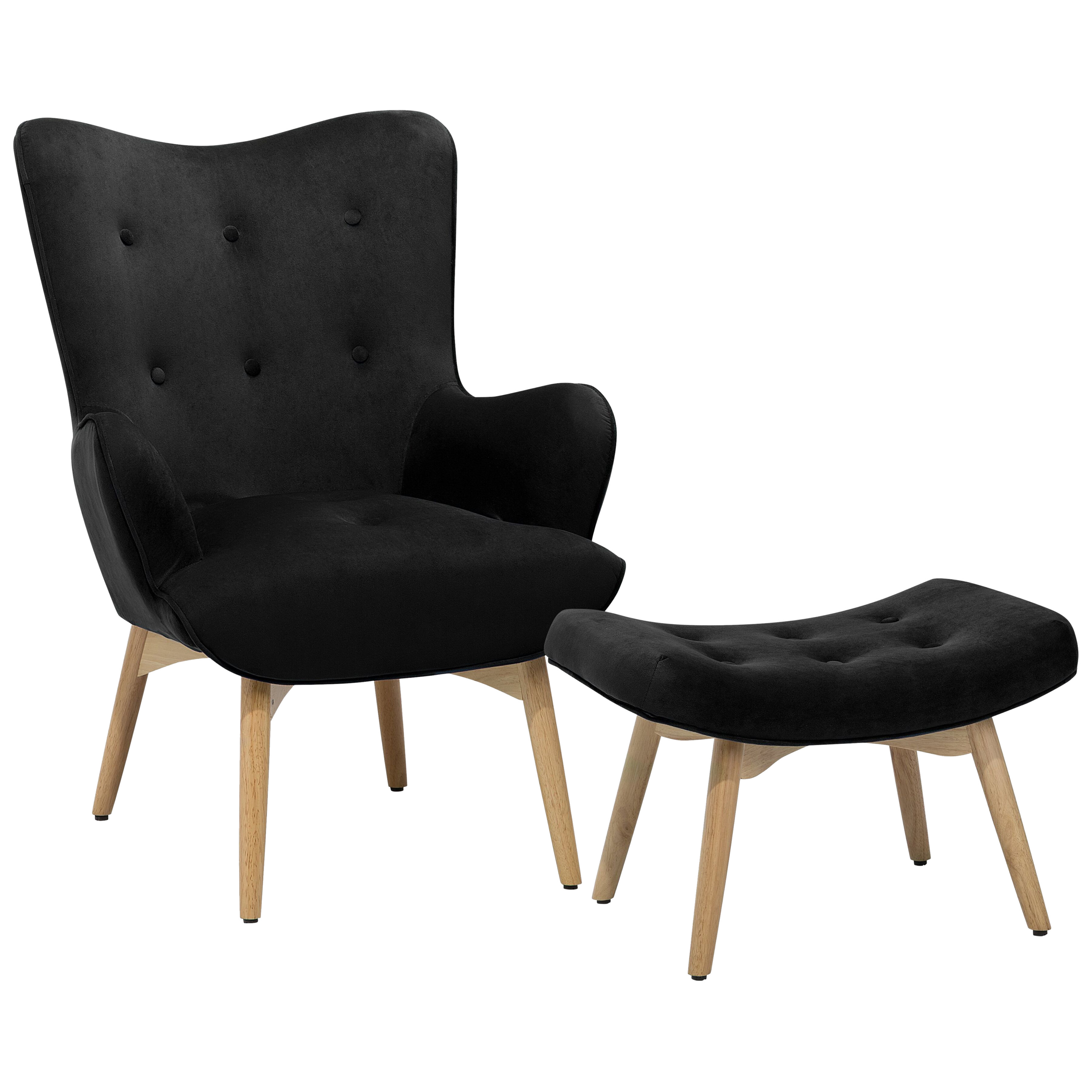 Fauteuil Fluweel Zwart VEJLE