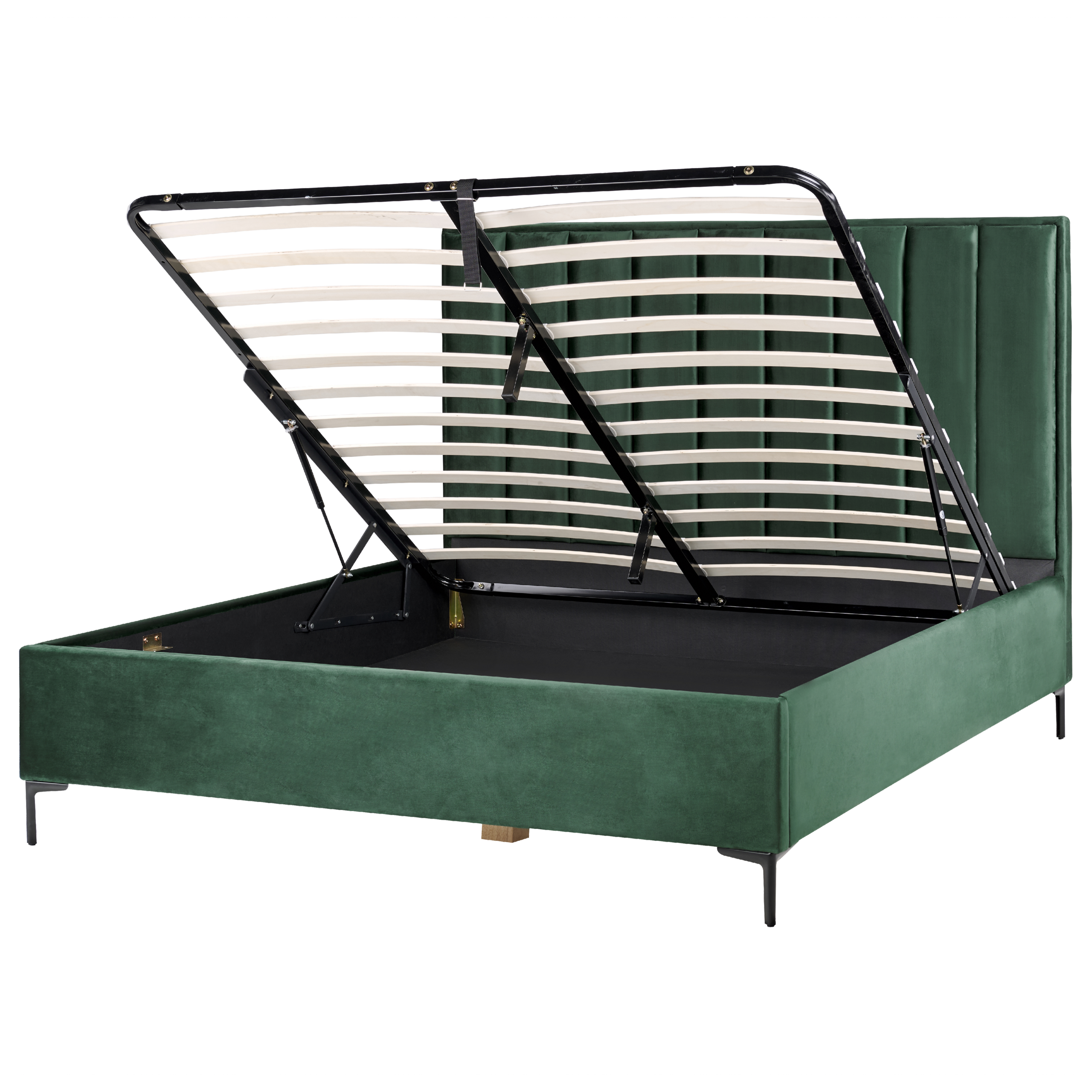 Bed met opbergruimte fluweel donkergroen 180 x 200 cm SEZANNE