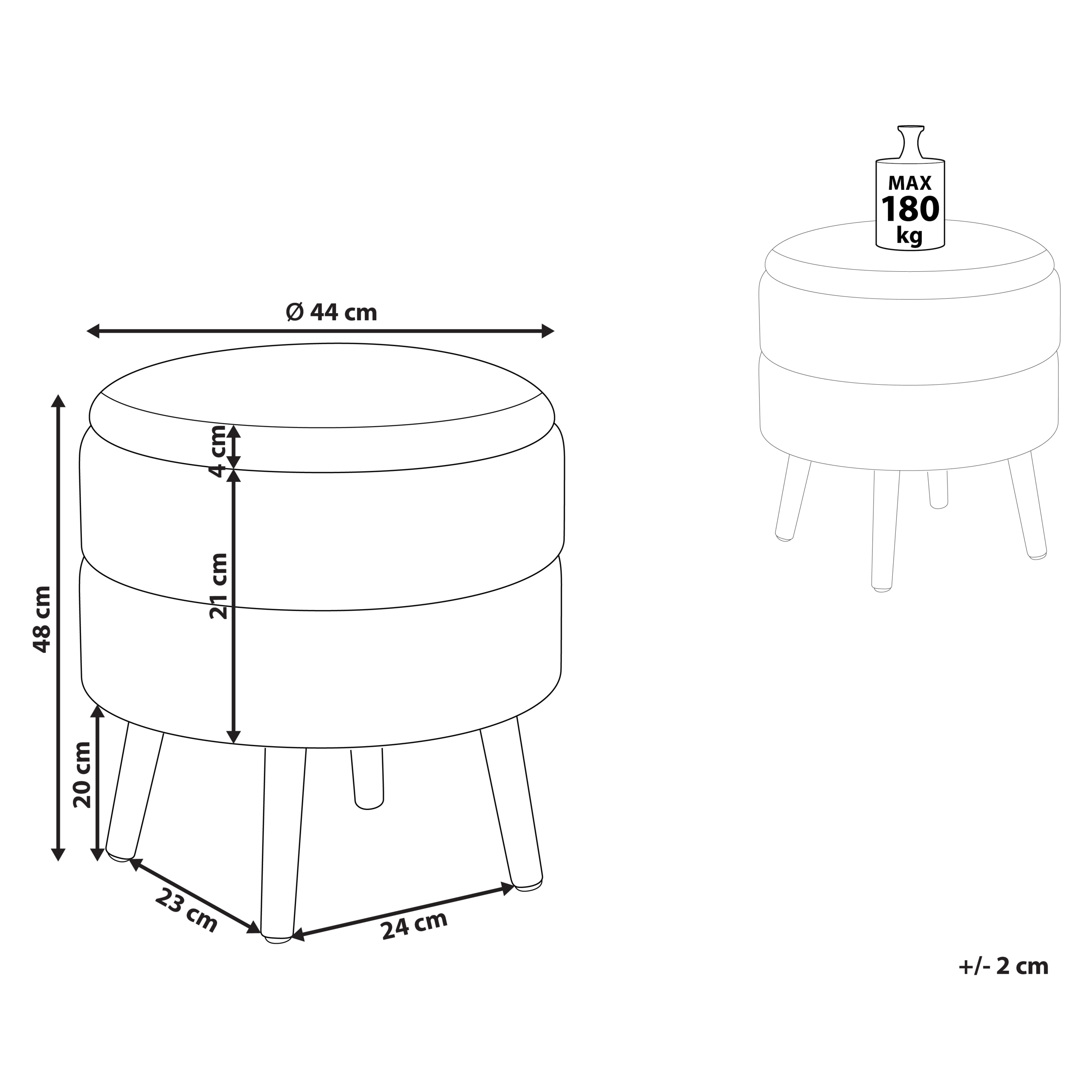 Taburet cu depozitare OKATON Boucle Verde [3]