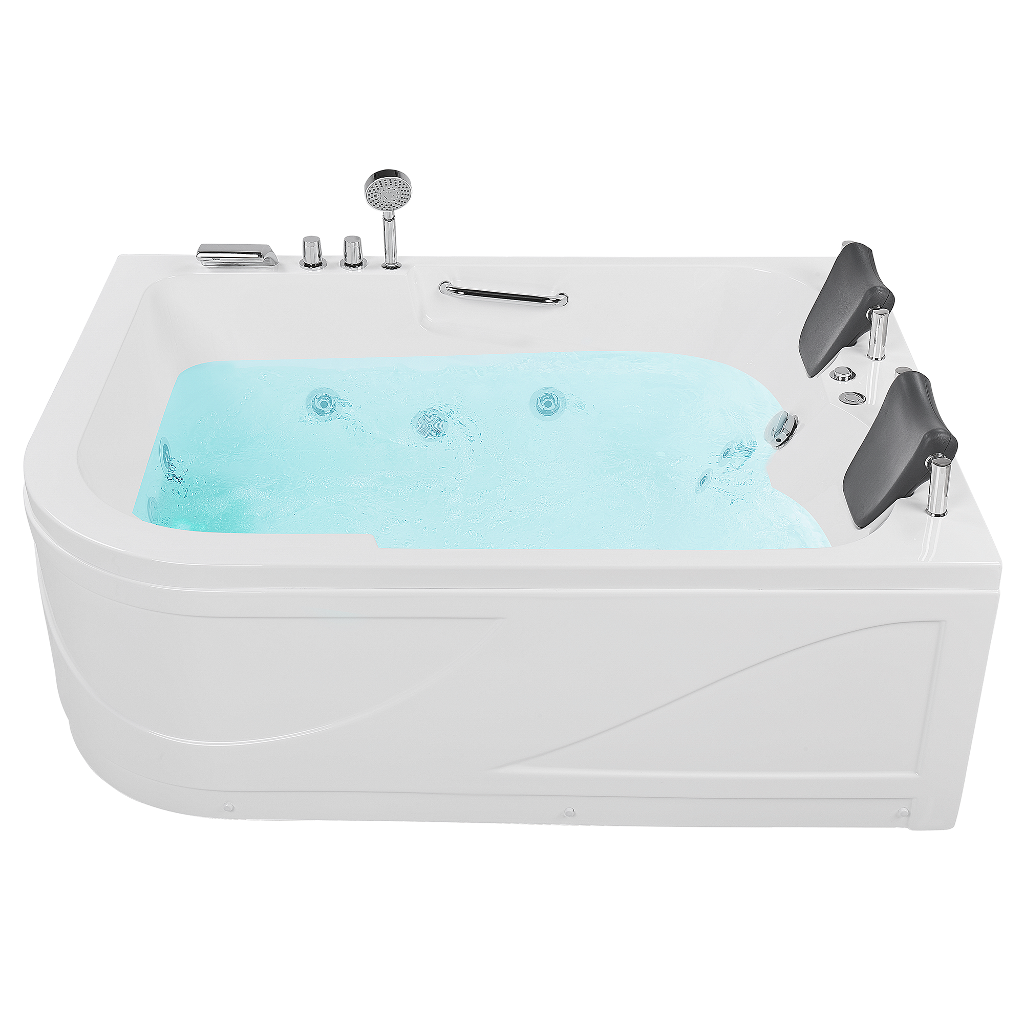 Hoekbad whirlpool LED wit 170 x 119 cm linkszijdig BAYAMO