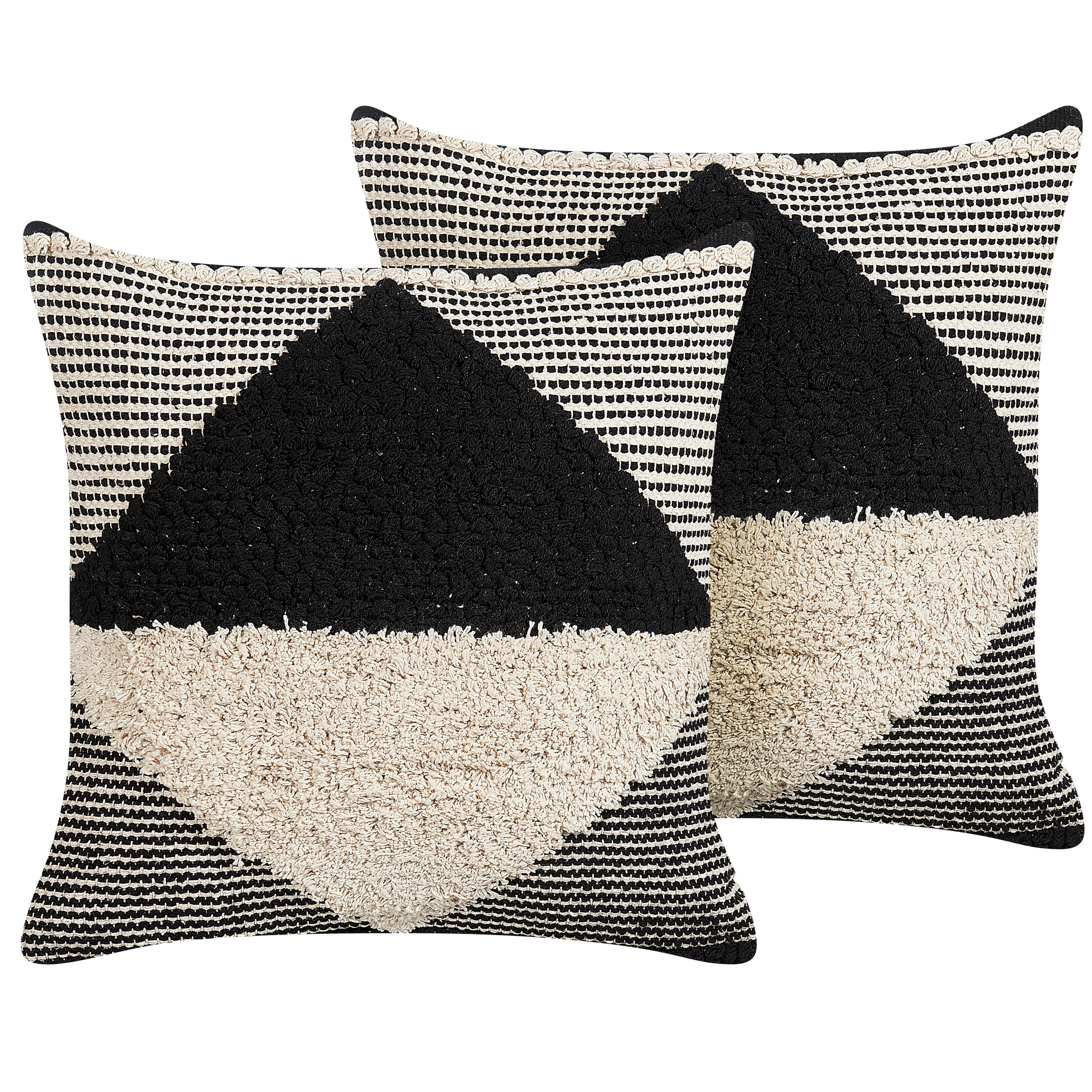 Set van 2 kussens Getuft Katoen Zwart KHORA 50 x 50 cm