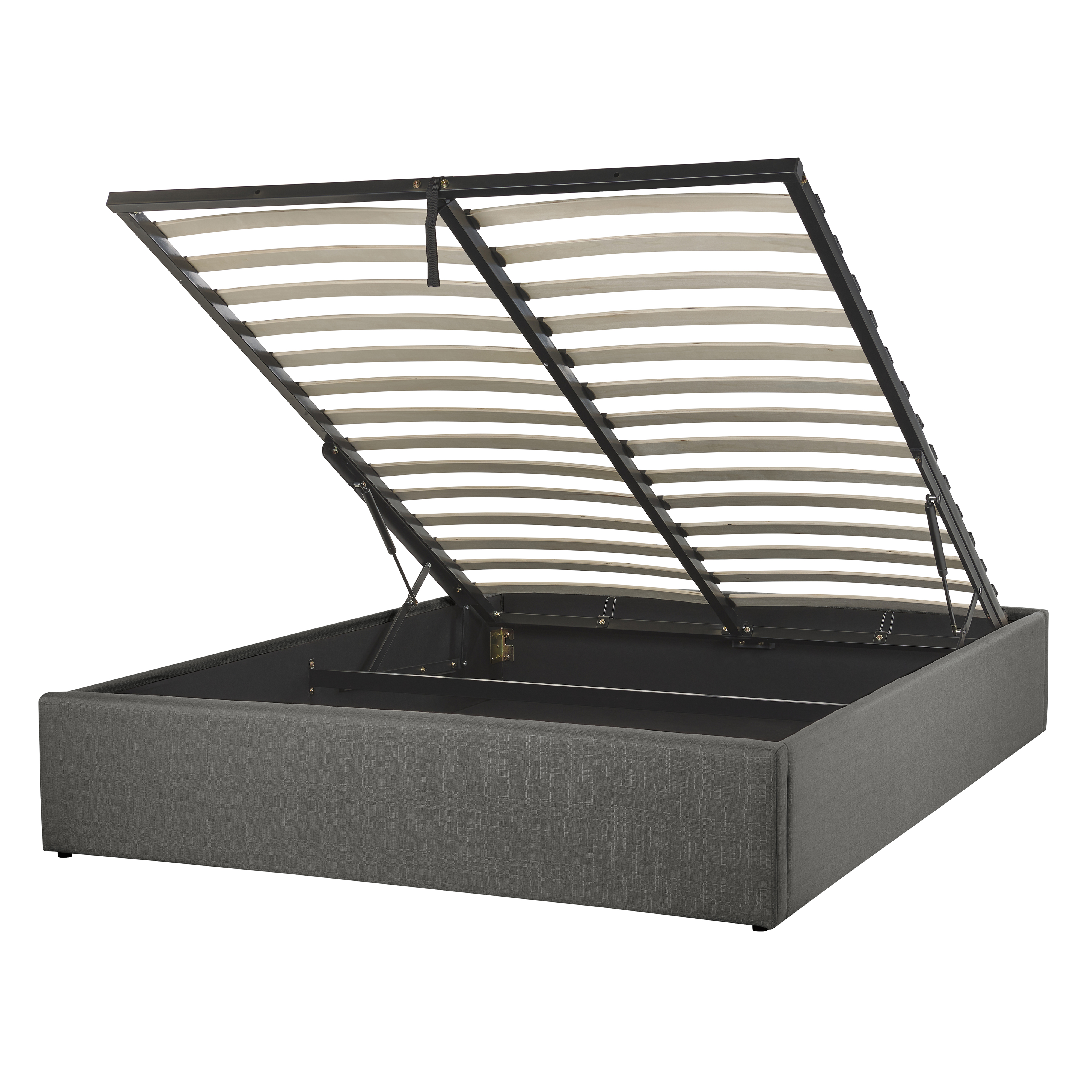 Bed met opbergruimte stof grijs 140 x 200 cm DINAN