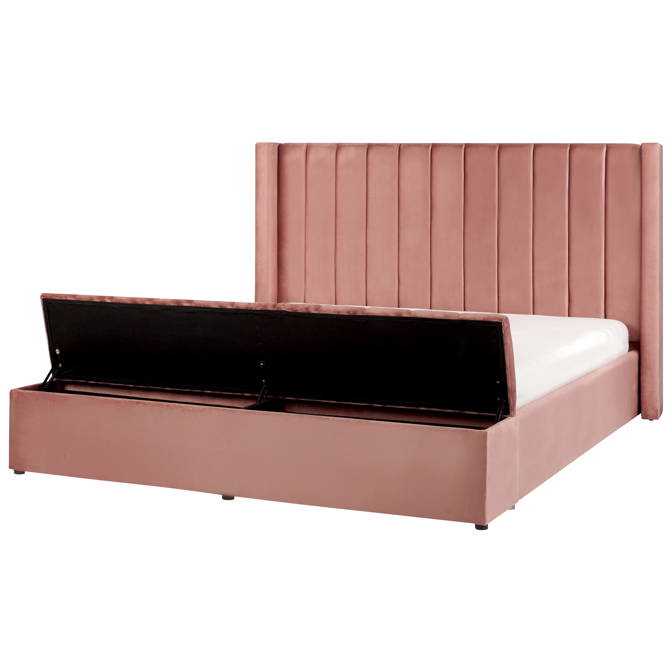 Bed met opbergruimte fluweel roze 180 x 200 cm NOYERS