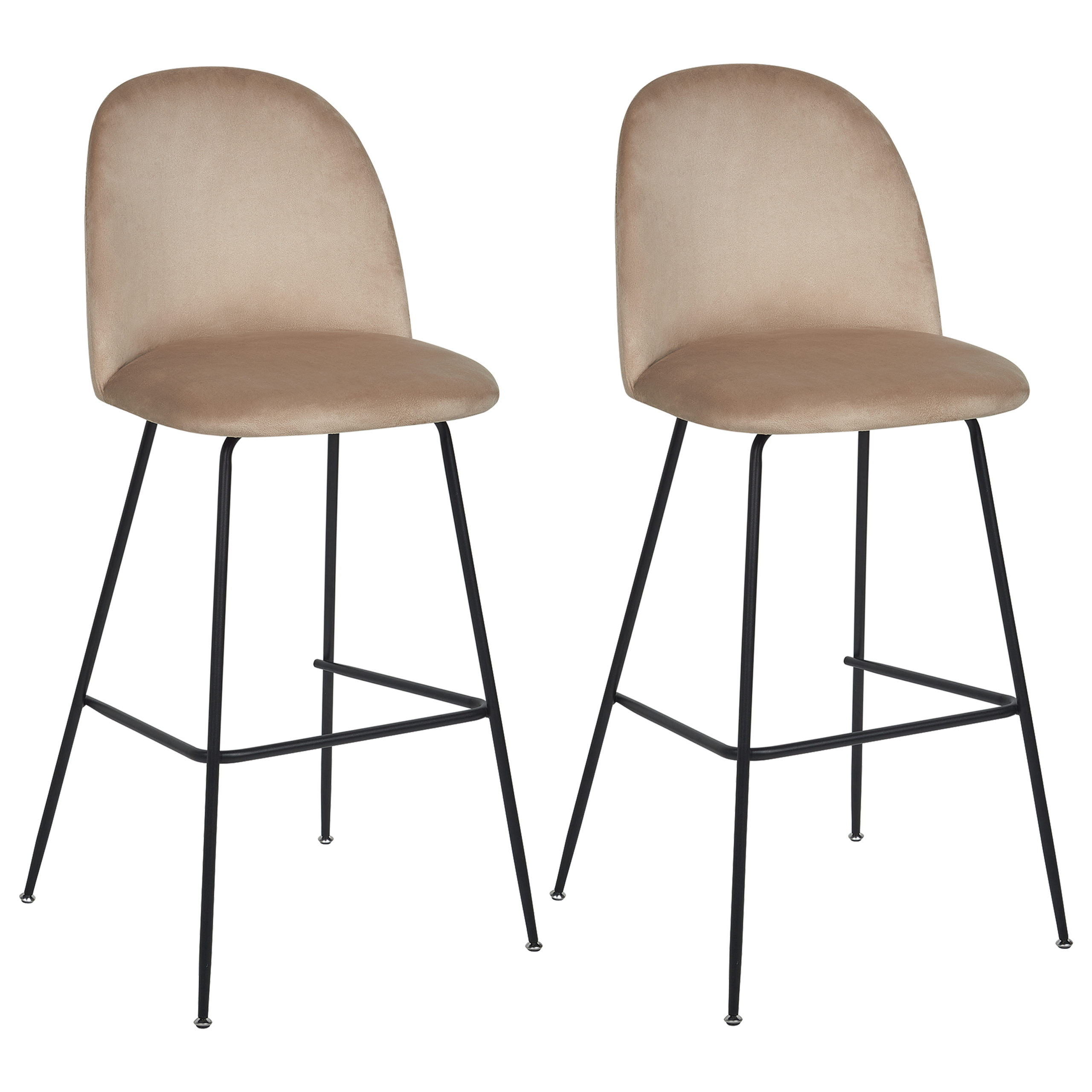 Barkruk Set van 2 Fluweel Taupe ARCOLA