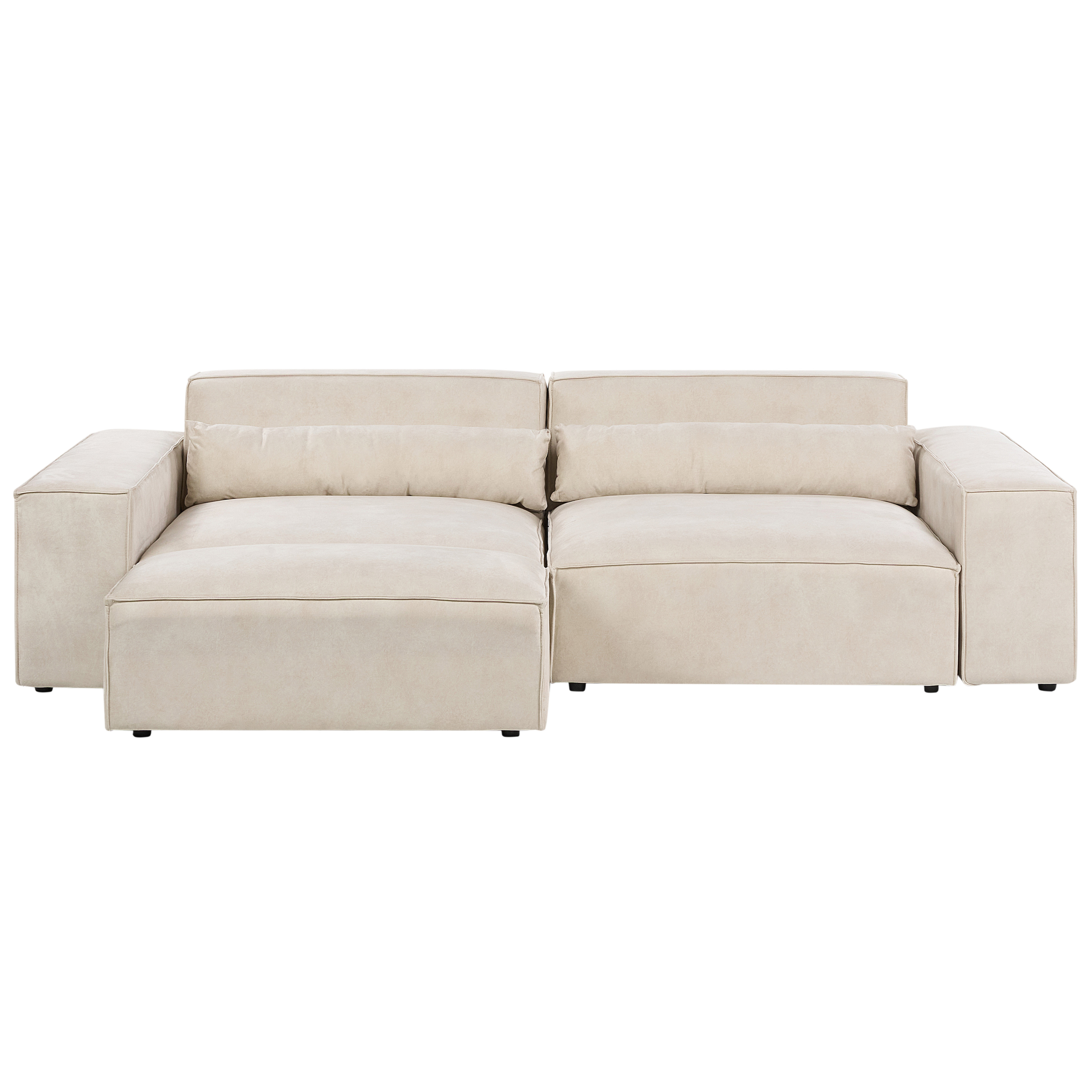 Tweezitsbank met ottomaan fluweel beige HELLNAR