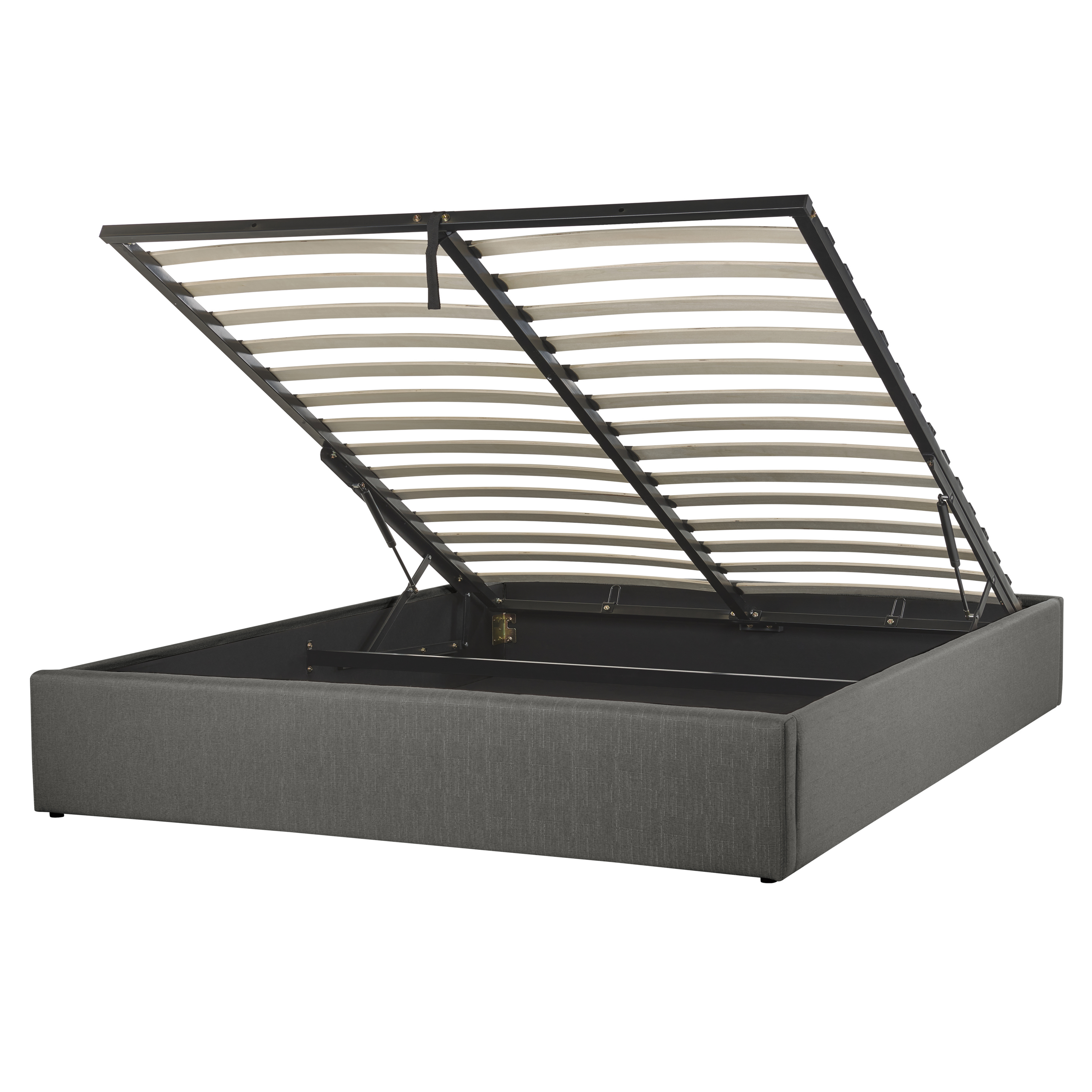 Bed met opbergruimte stof grijs 160 x 200 cm DINAN