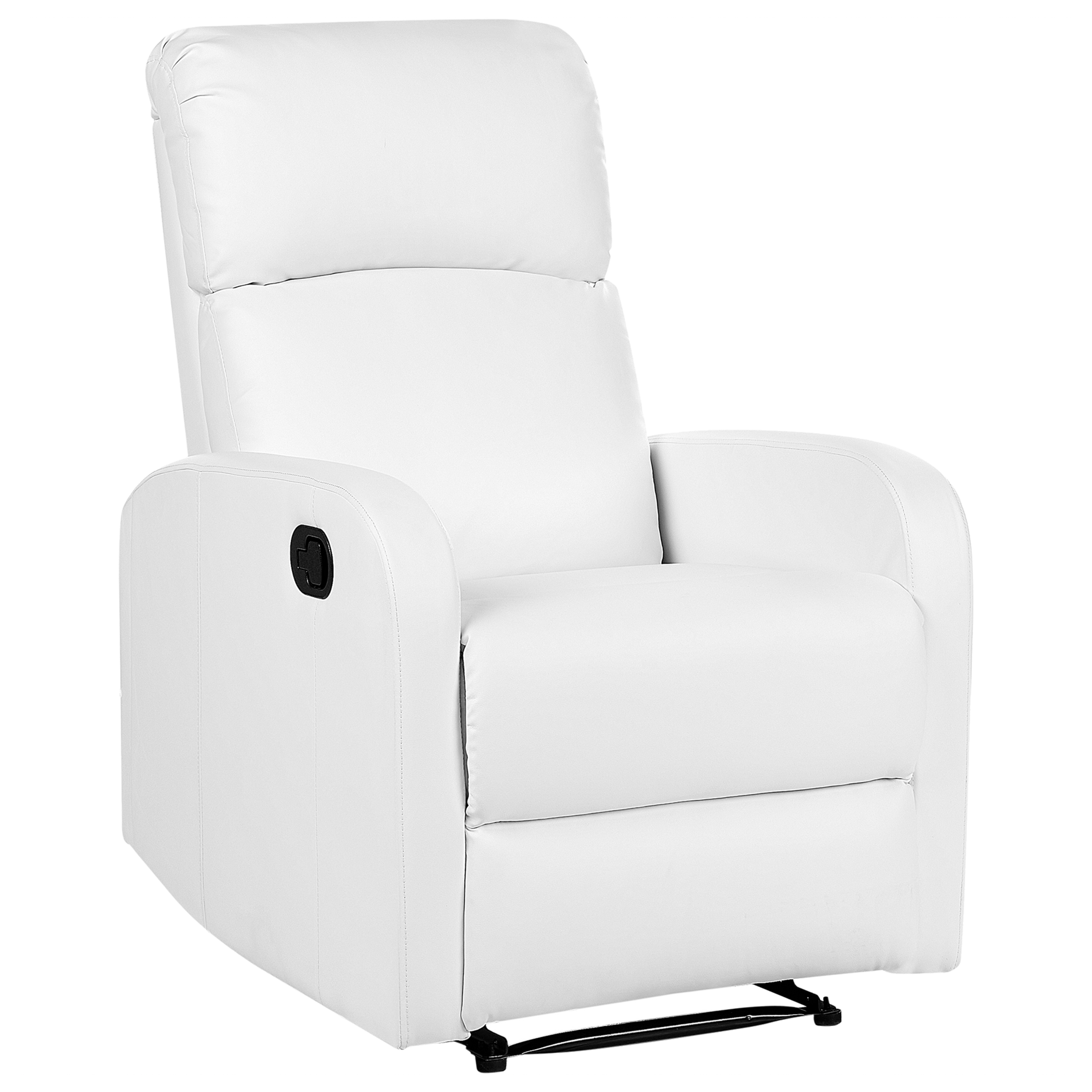 VIRRAT Recliner Armchair Retractable Footrest Eco-leather White [2]