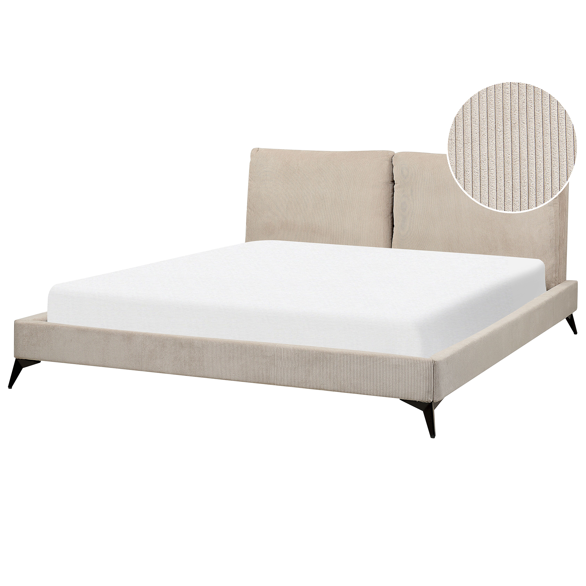 Bed corduroy taupe 180 x 200 cm MELLE