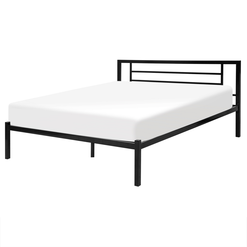 Letto in metallo nero con rete a doghe 160 x 200 cm testata moderna camera da letto
