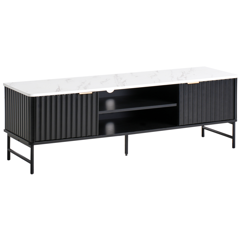 Image of Mobile TV in MDF nero effetto marmo moderno 140 x 40 cm stile moderno contemporaneo