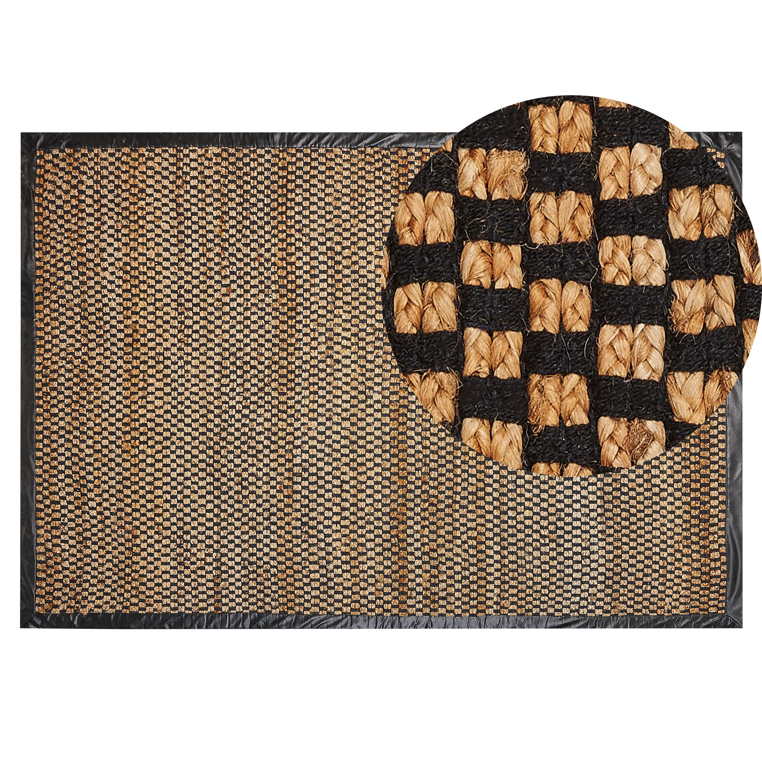 Vloerkleed jute zwart/beige 140 x 200 cm GERCE