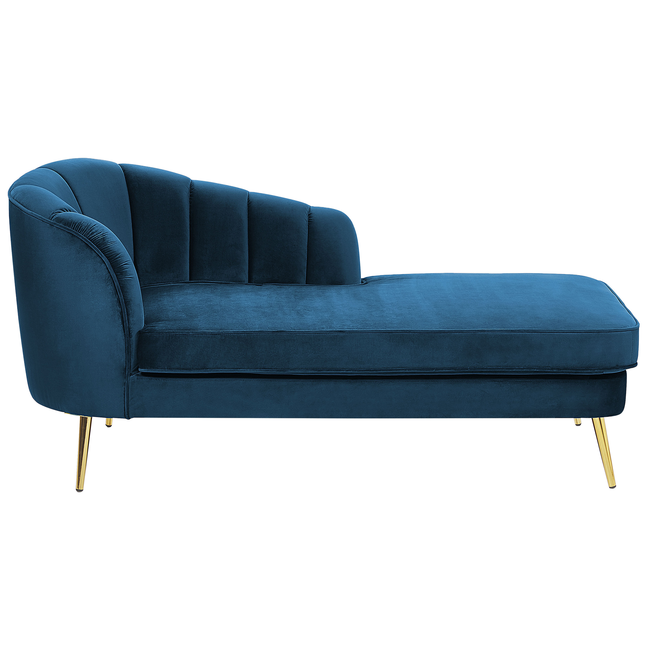Chaise longue fluweel marineblauw linkszijdig ALLIER