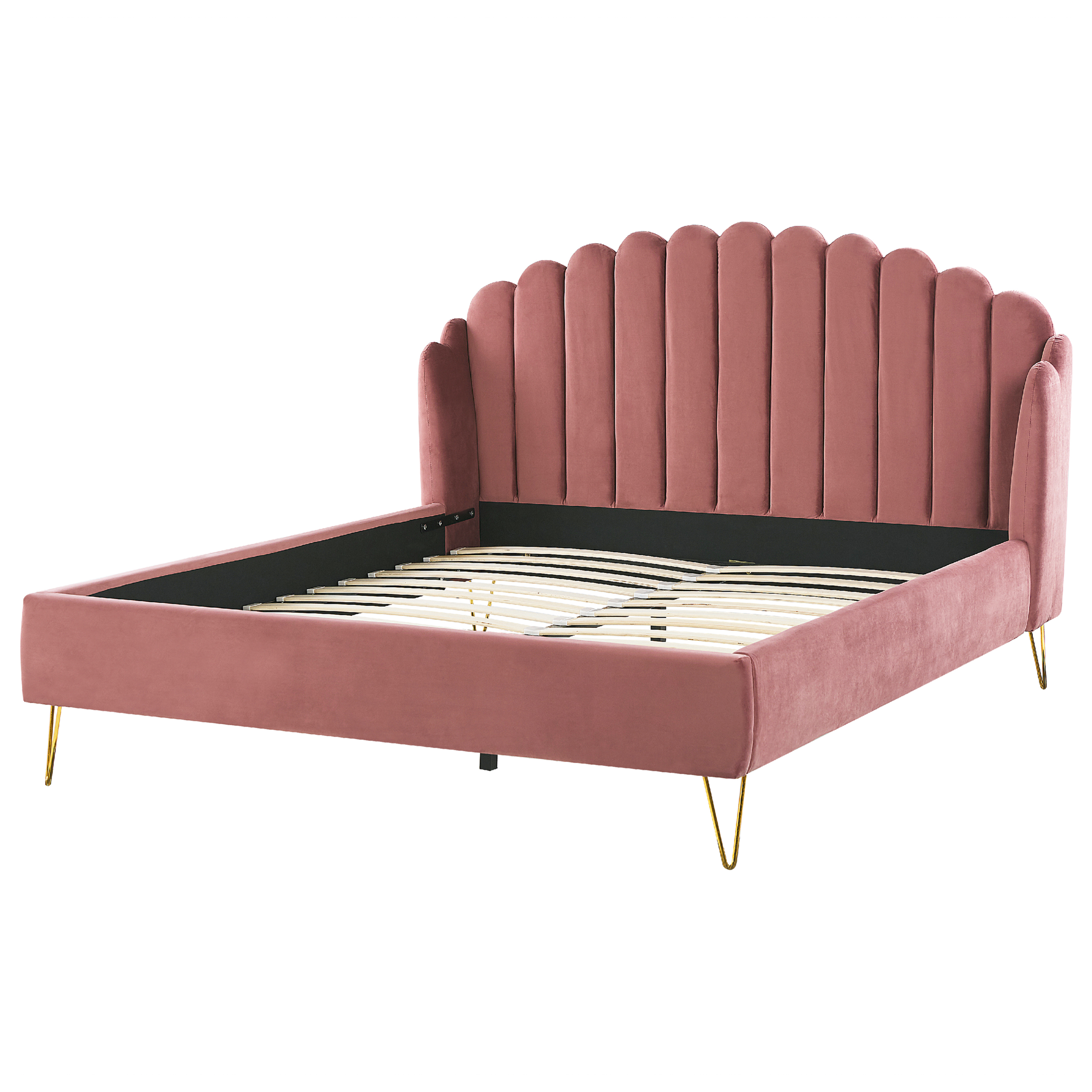 imagem de Cama de casal em veludo rosa 180 x 200 cm AMBILLOU5