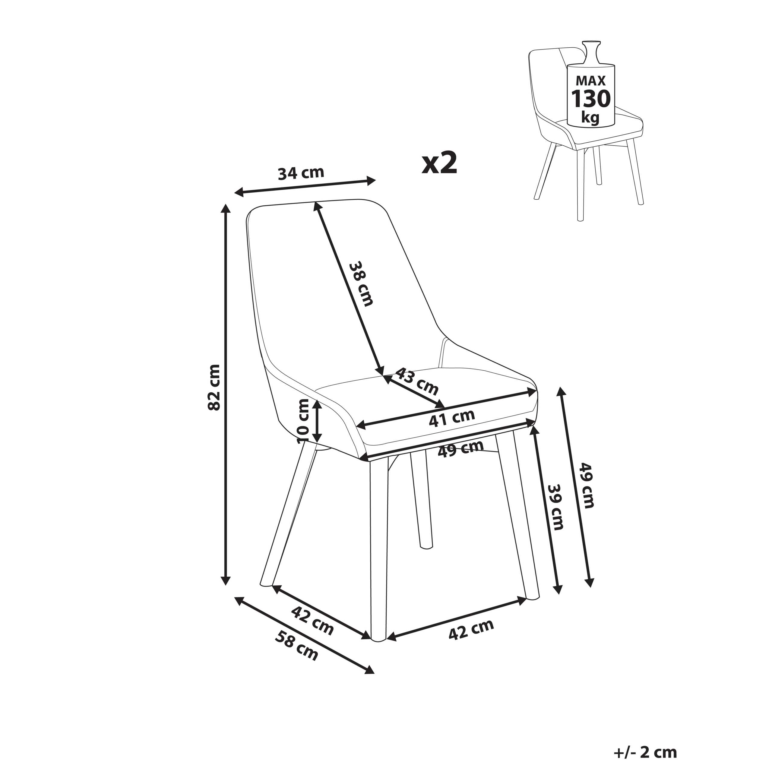 Set de 2 scaune dining MELFORT Taupe [3]