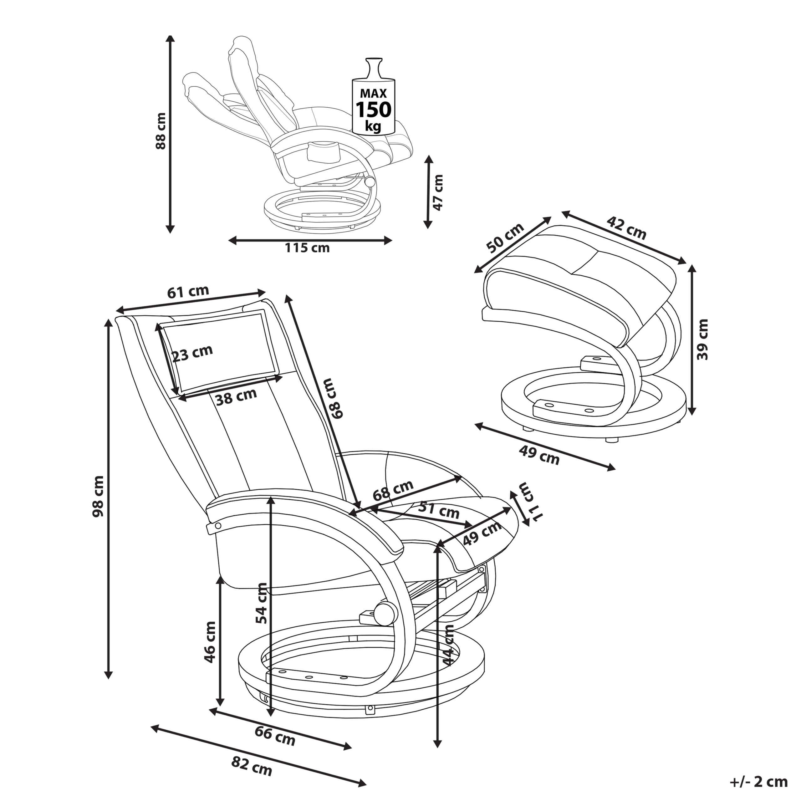 MAJESTIC Massage Chair with Stool Faux Leather Black [3]