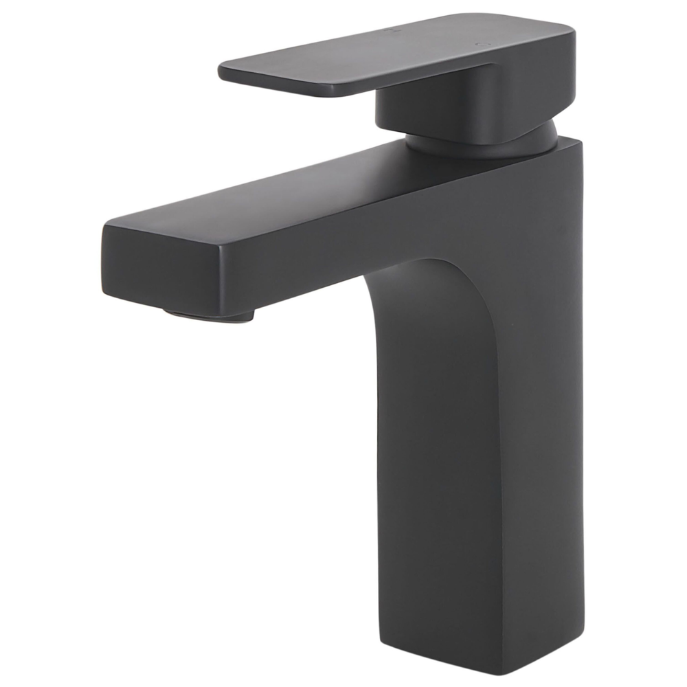 Image of Rubinetto Lavabo Bagno In Metallo Nero Monocomando Finitura Opaca Rubinetto Moderno