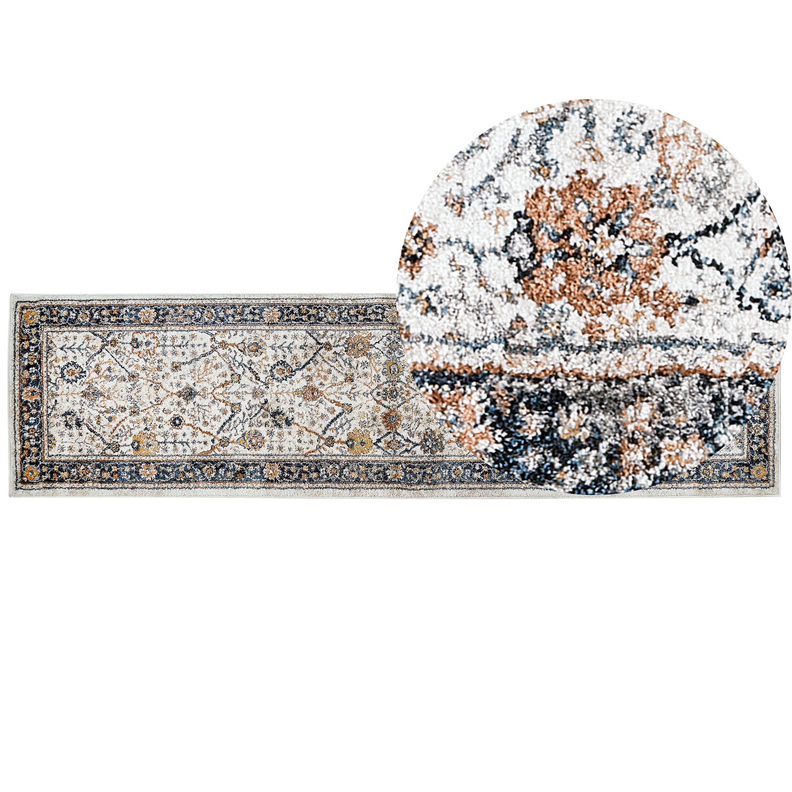 Vloerkleed polypropyleen beige/blauw 80 x 300 cm ARATES