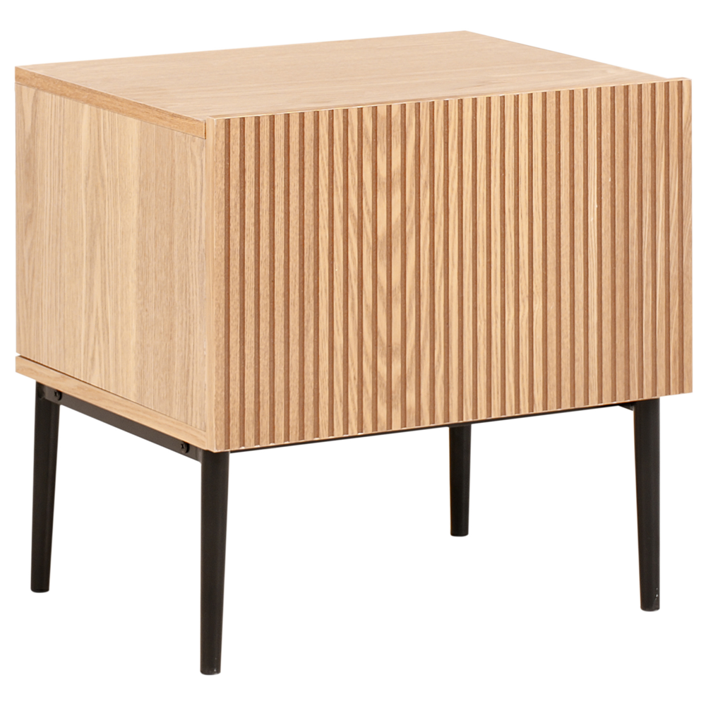 Comodino in MDF a coste in legno chiaro con 1 cassetto stile moderno