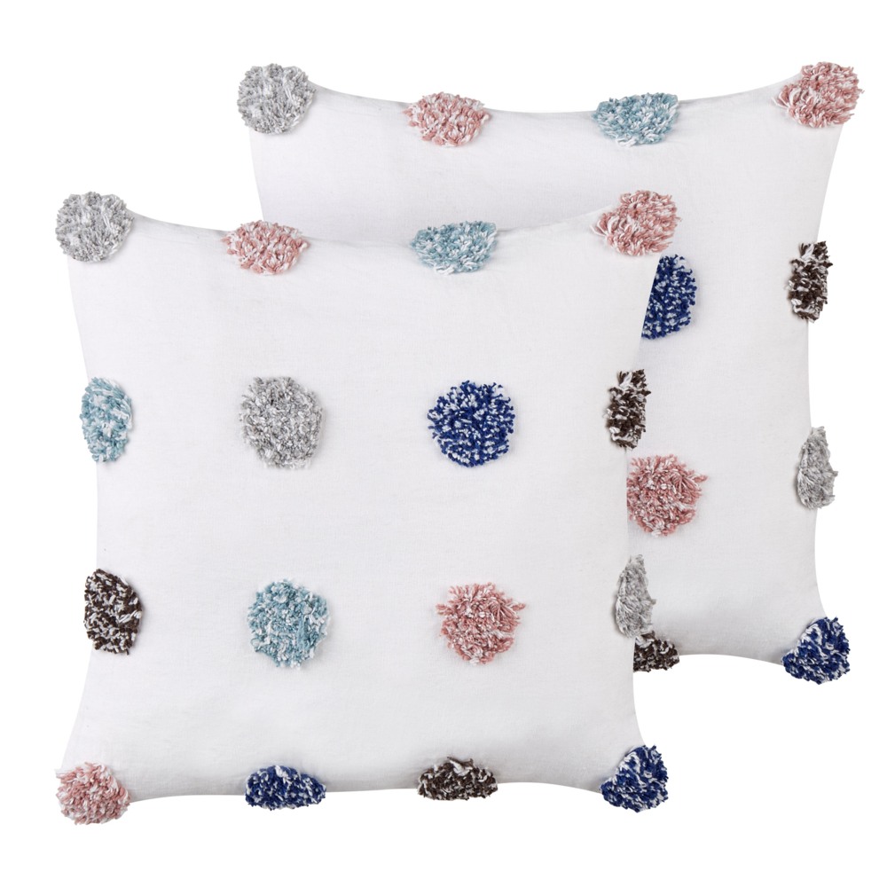 Image of Set di 2 cuscini decorativi in cotone bianco 45 x 45 cm sfoderabili Accessori moderni per la camera da letto Soggiorno