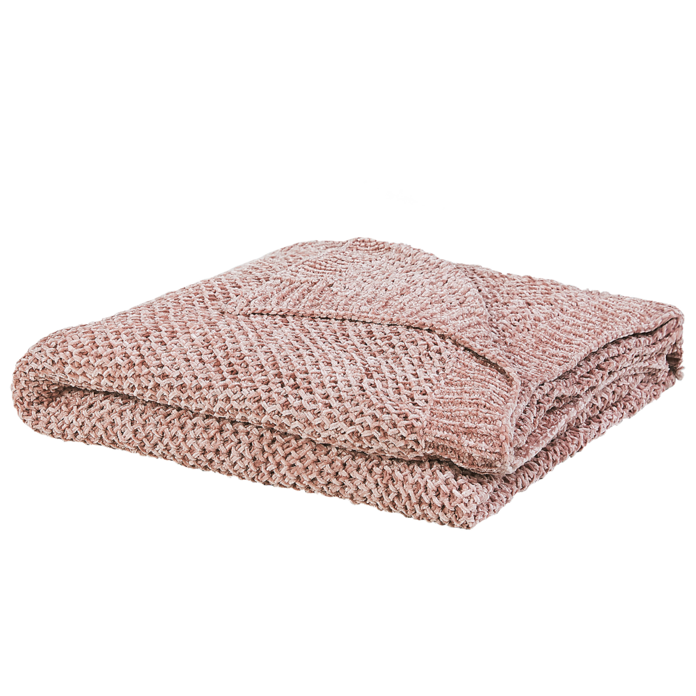 Image of Plaid Coperta Rosa Ciniglia Lavorata A Maglia 150 x 200 cm Camera Da Letto Soggiorno Morbido Peluche