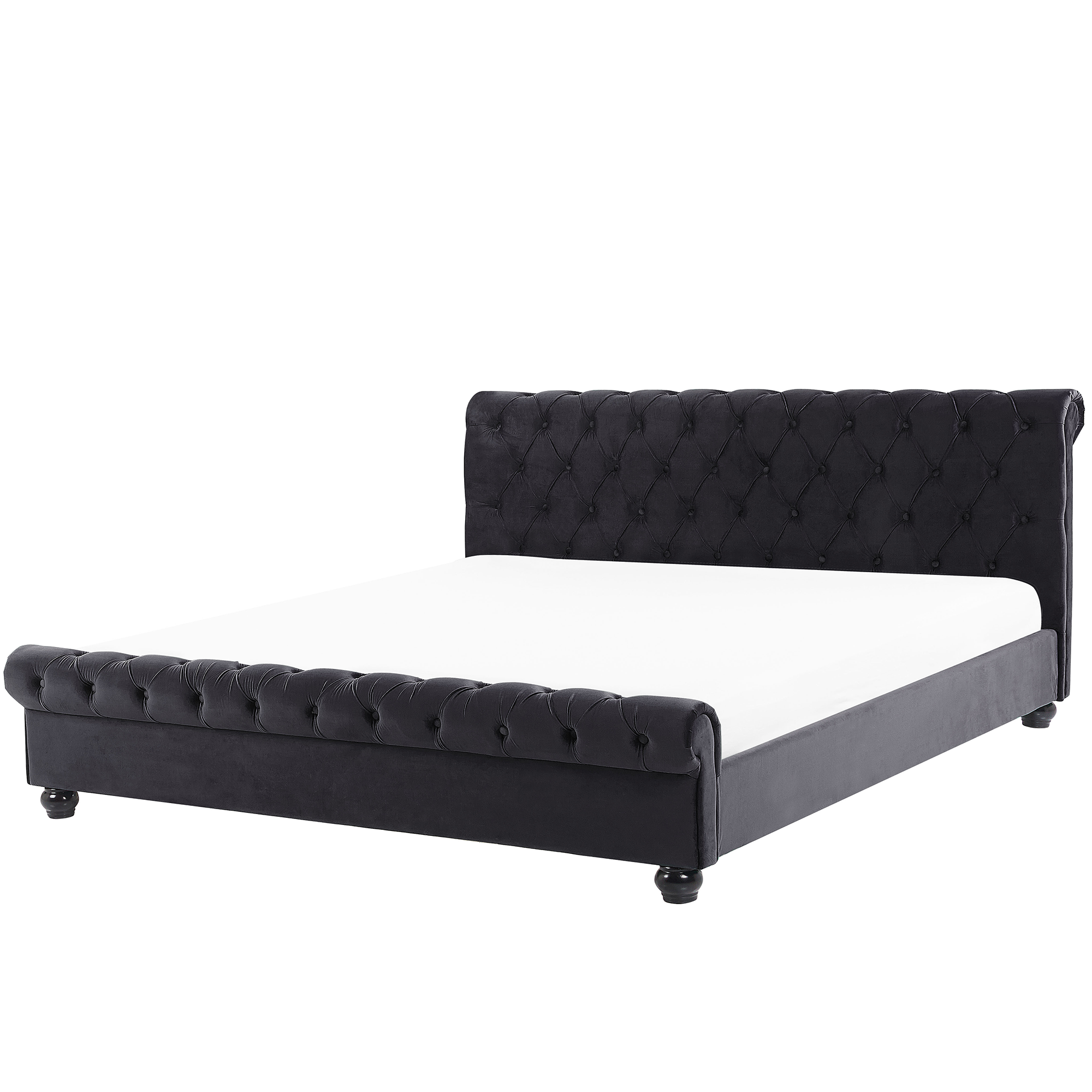 Waterbed fluweel zwart 160 x 200 cm AVALLON