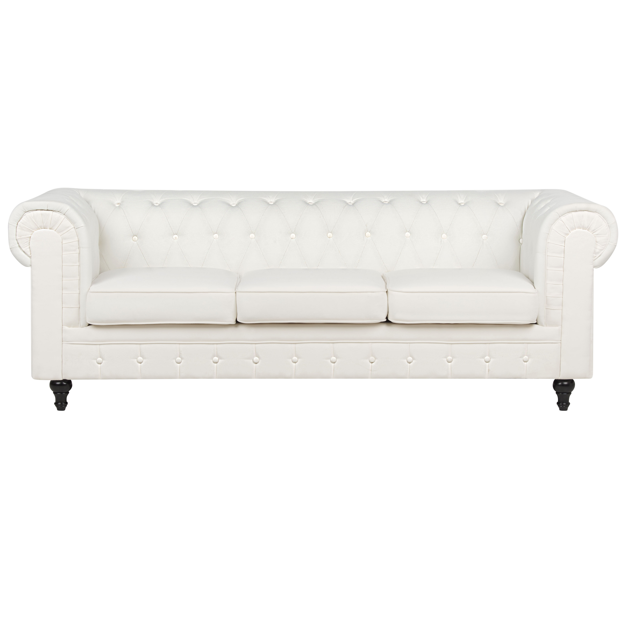 Beliani - Sofá de 3 lugares em tecido branco-creme CHESTERFIELD