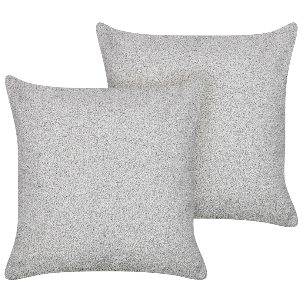 Image of Set di 2 cuscini decorativi Grigio Boucle 45 x 45 cm fodera rimovibile con cerniera Accessori decorativi Boho